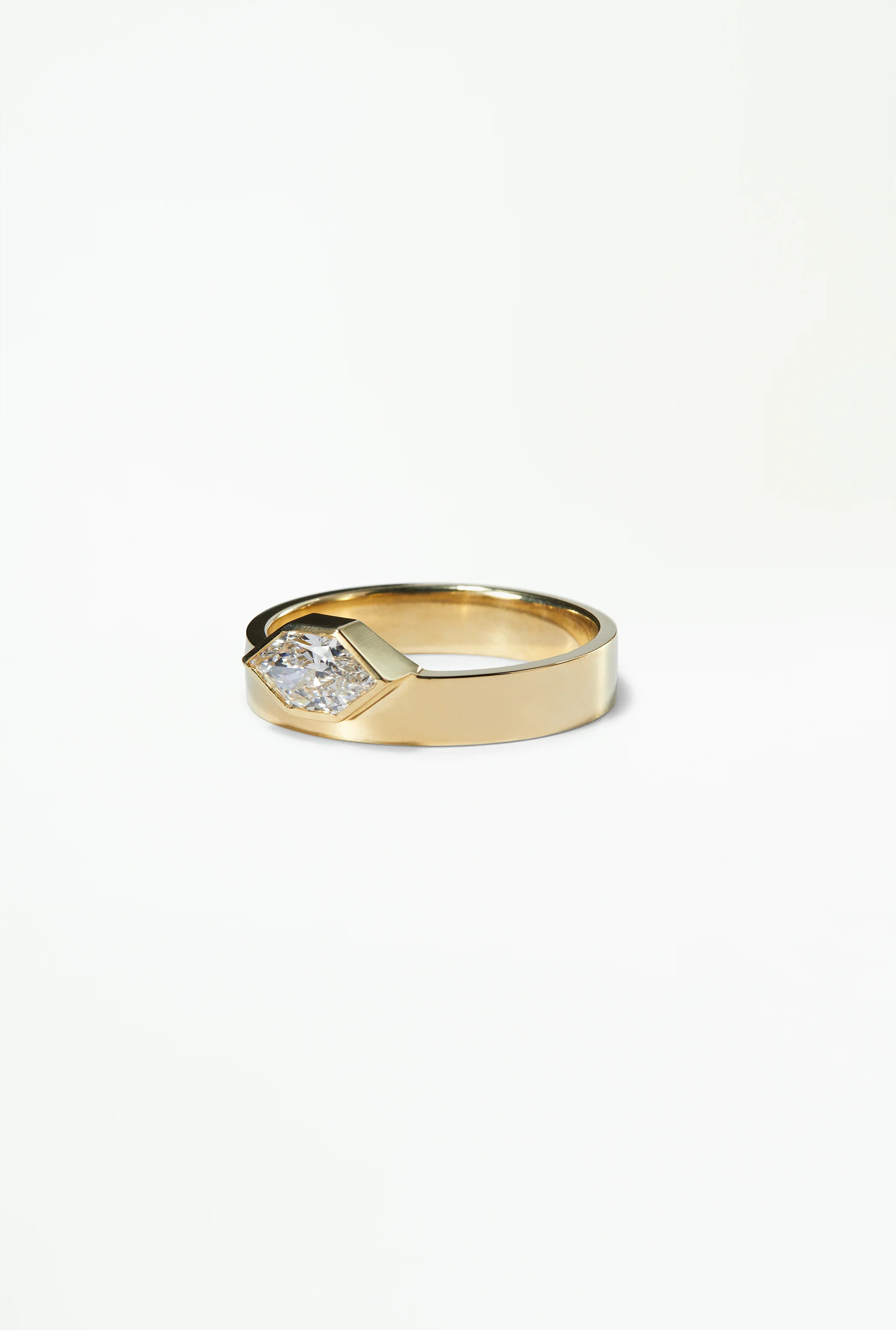 One of a Kind Elongated Hex Cut Diamond Monolith Ring - Image 3