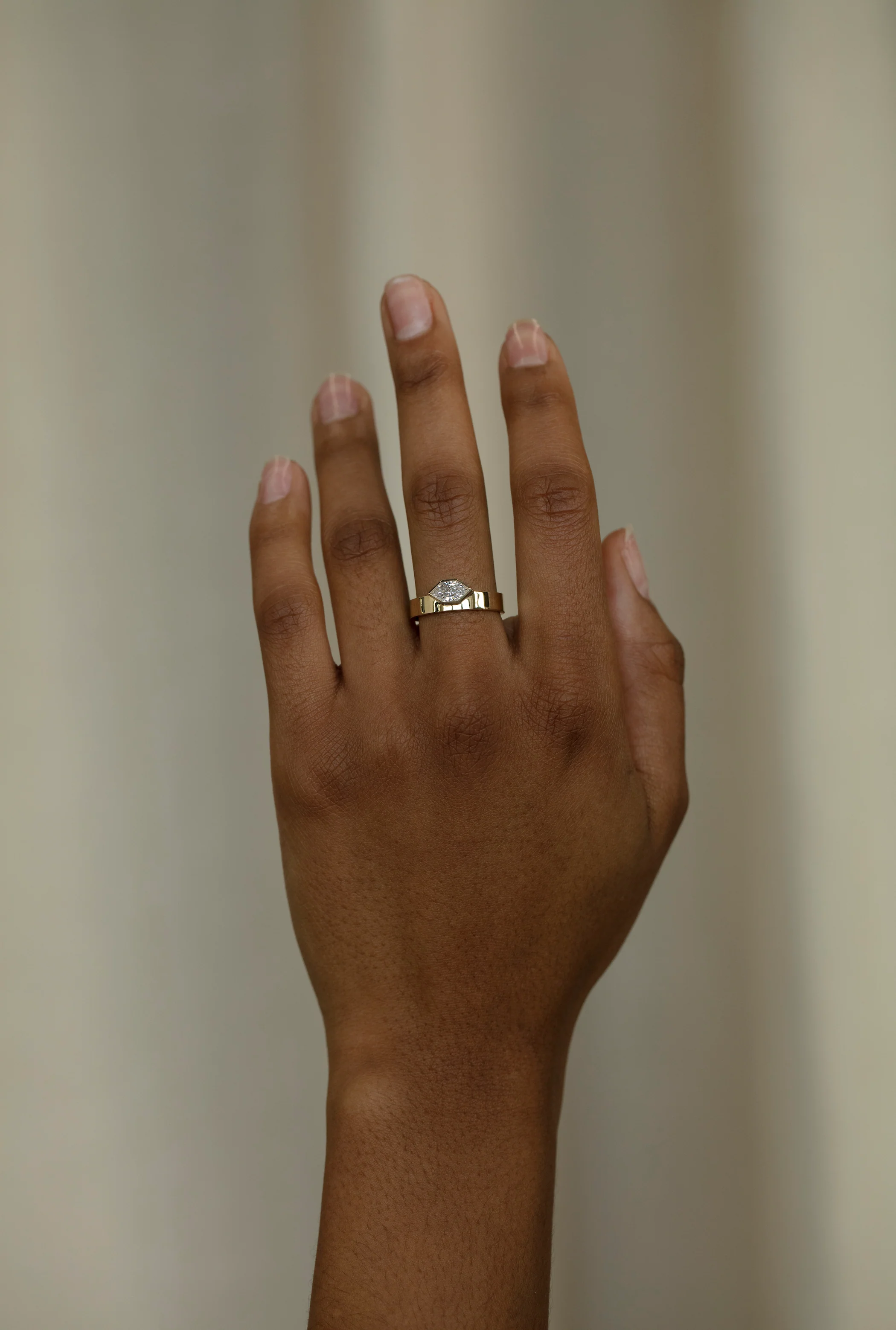 One of a Kind Elongated Hex Cut Diamond Monolith Ring - Image 4
