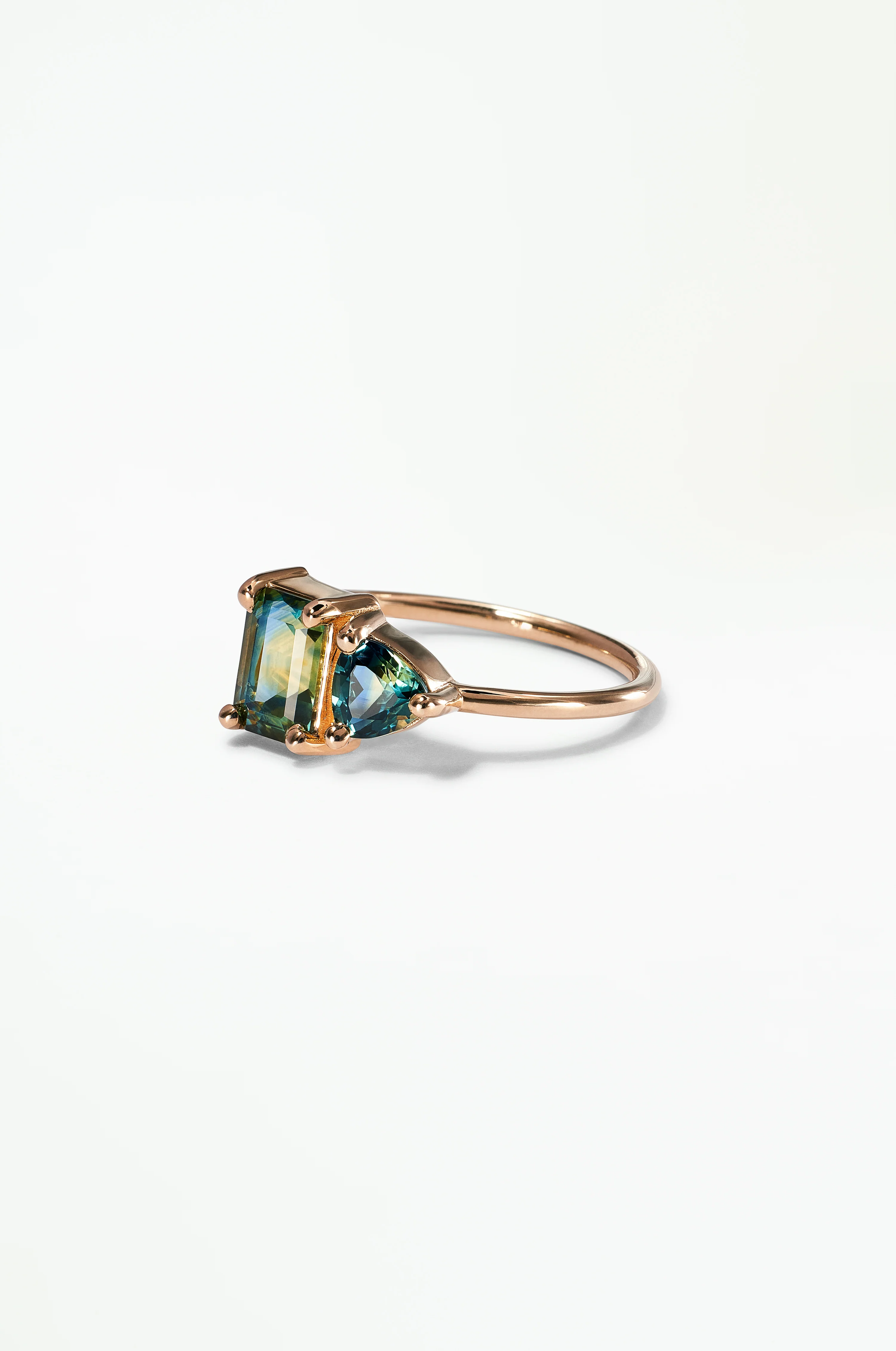 One of a Kind Emerald and Trillion Cut Sapphire Mosaic Ring No. 42 - Image 3
