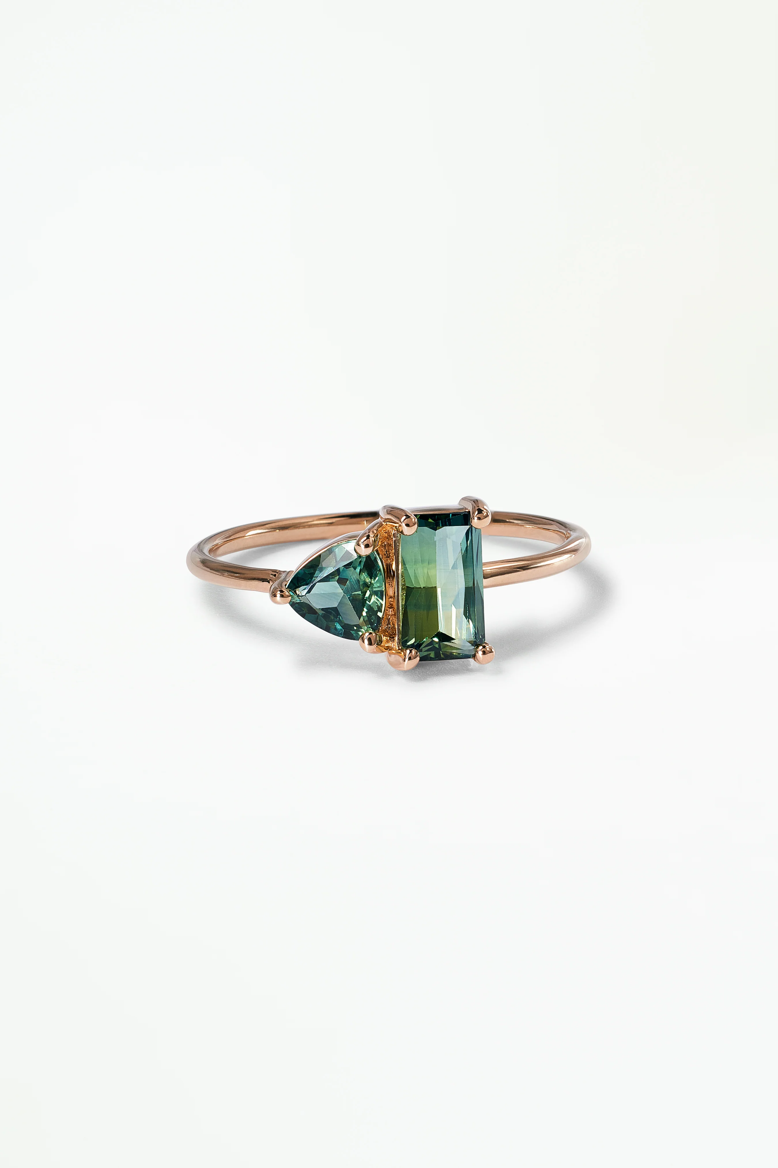 One of a Kind Emerald And Trillion Cut Sapphire Mosaic Ring No. 44