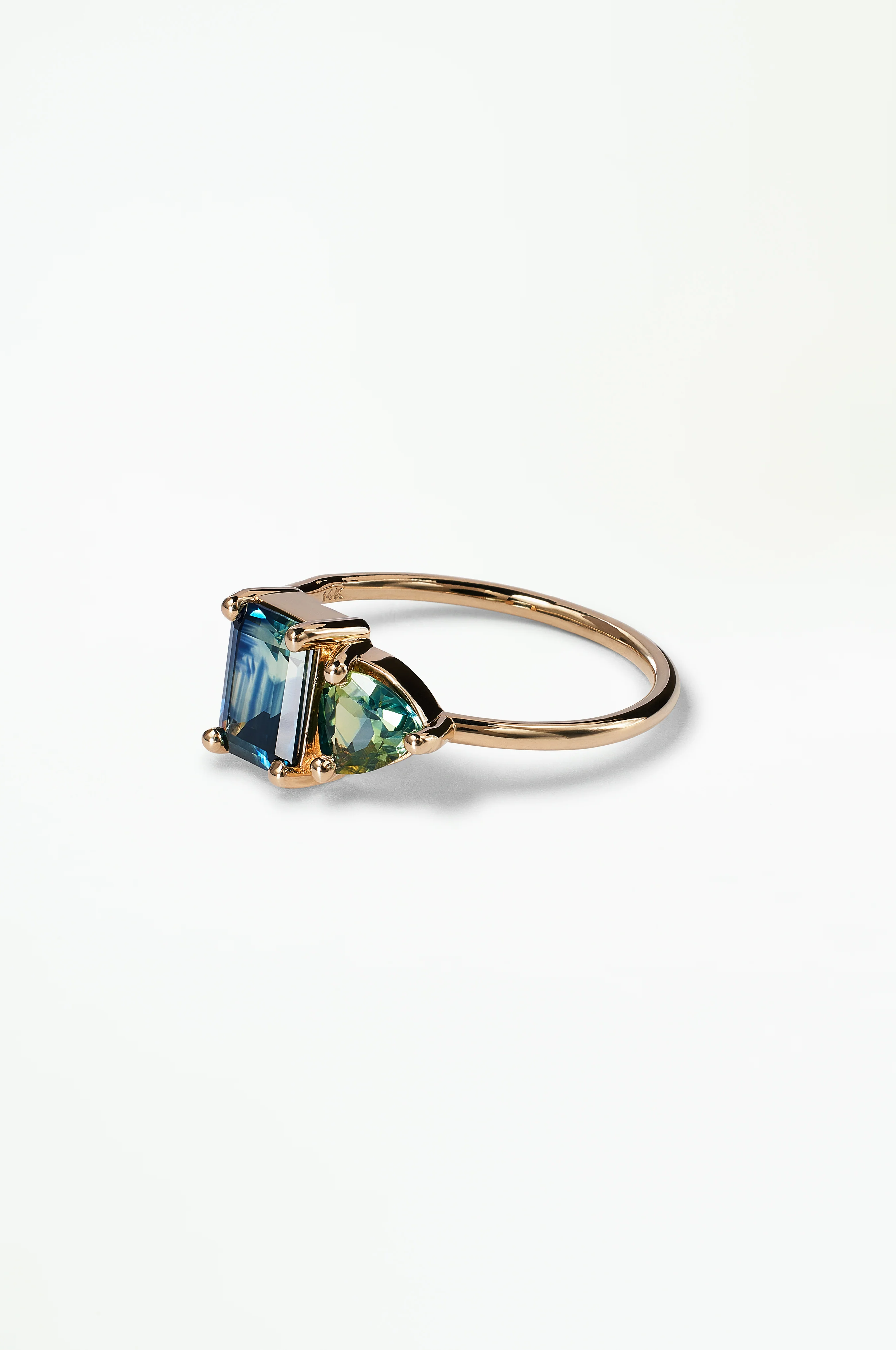 One of a Kind Emerald And Trillion Cut Sapphire Mosaic Ring No. 45 - Image 3