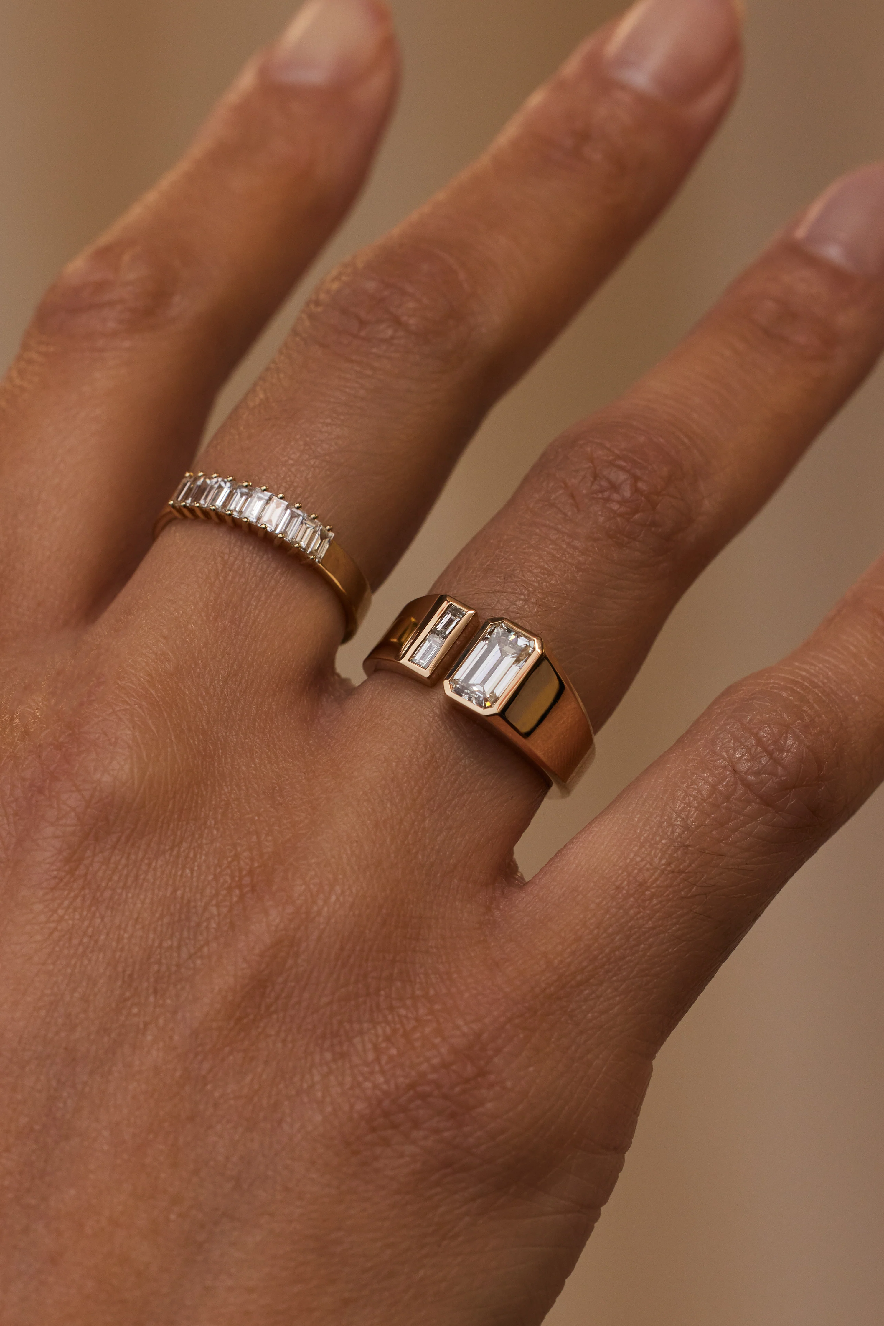 One of a Kind Emerald Cut Diamond Dyad Signet Ring No. 9 - Image 2