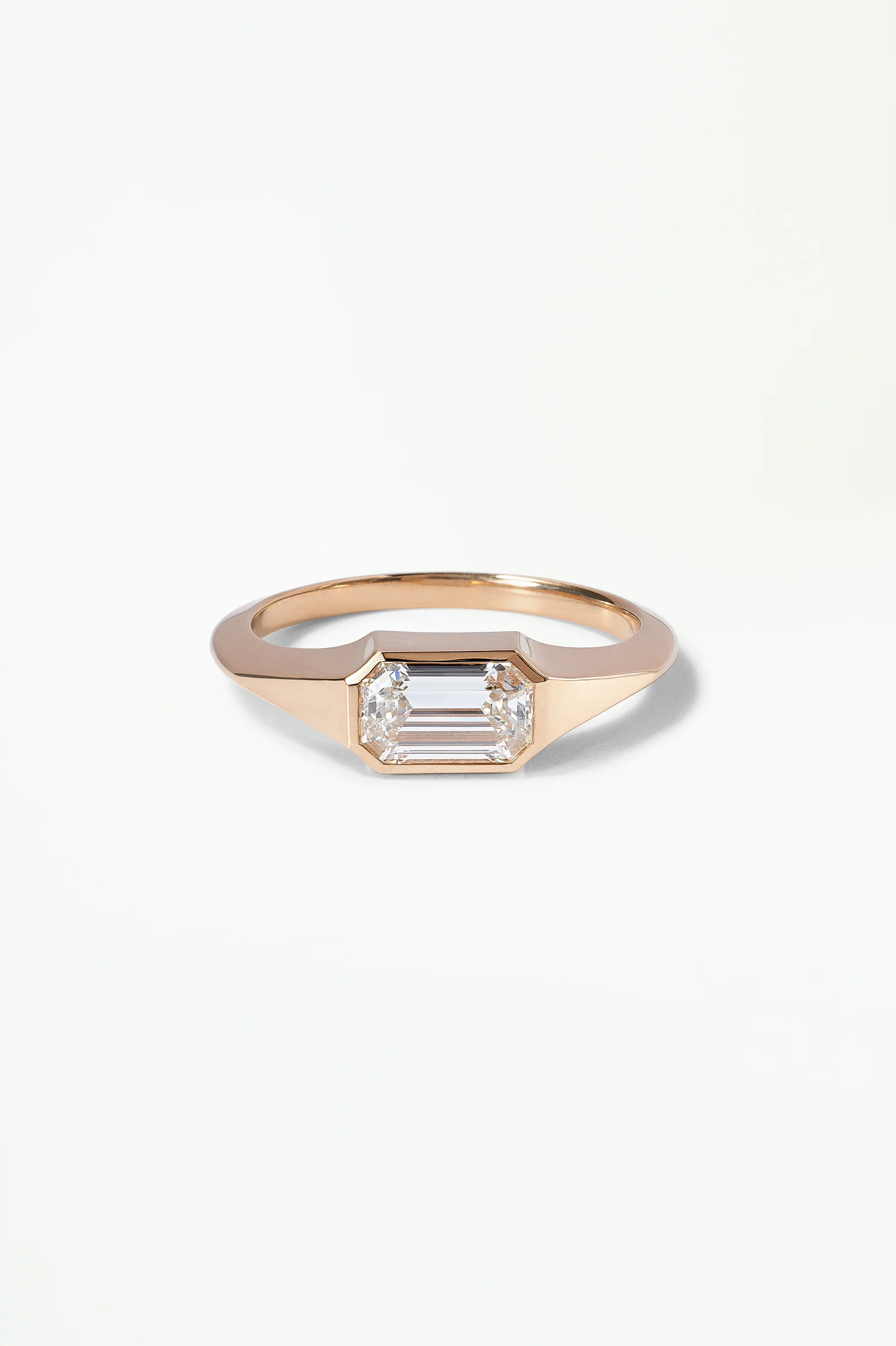 One of a Kind Emerald Cut Diamond Signet Ring No. 37