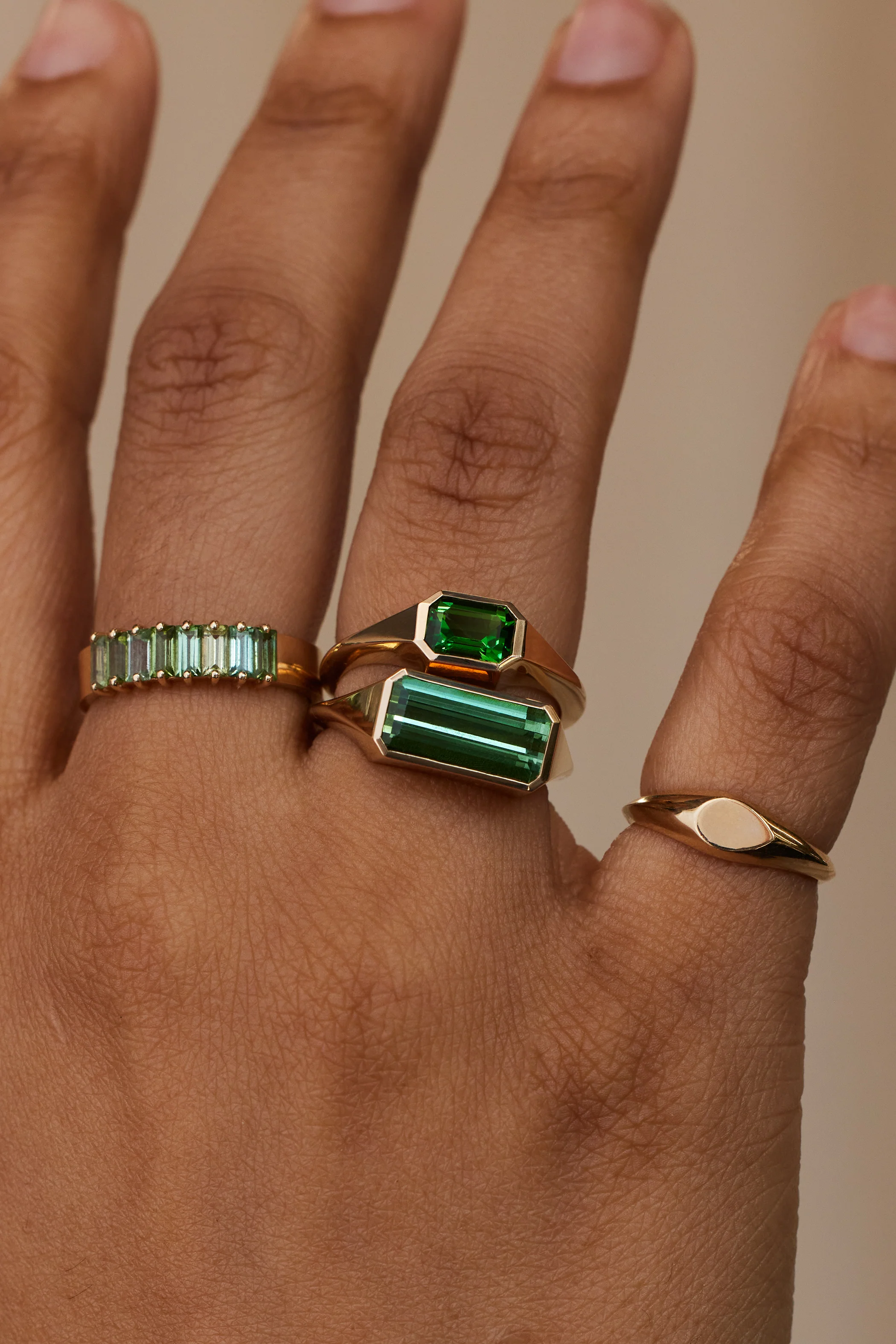 One of a Kind Emerald Cut Green Tourmaline Signet Ring No. 46 - Image 2