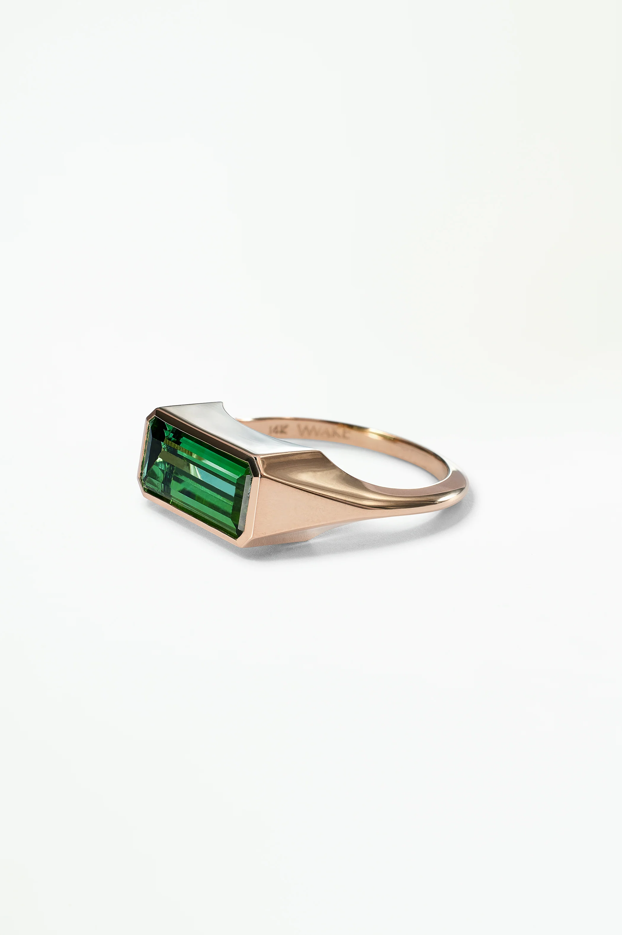 One of a Kind Emerald Cut Green Tourmaline Signet Ring No. 46 - Image 3