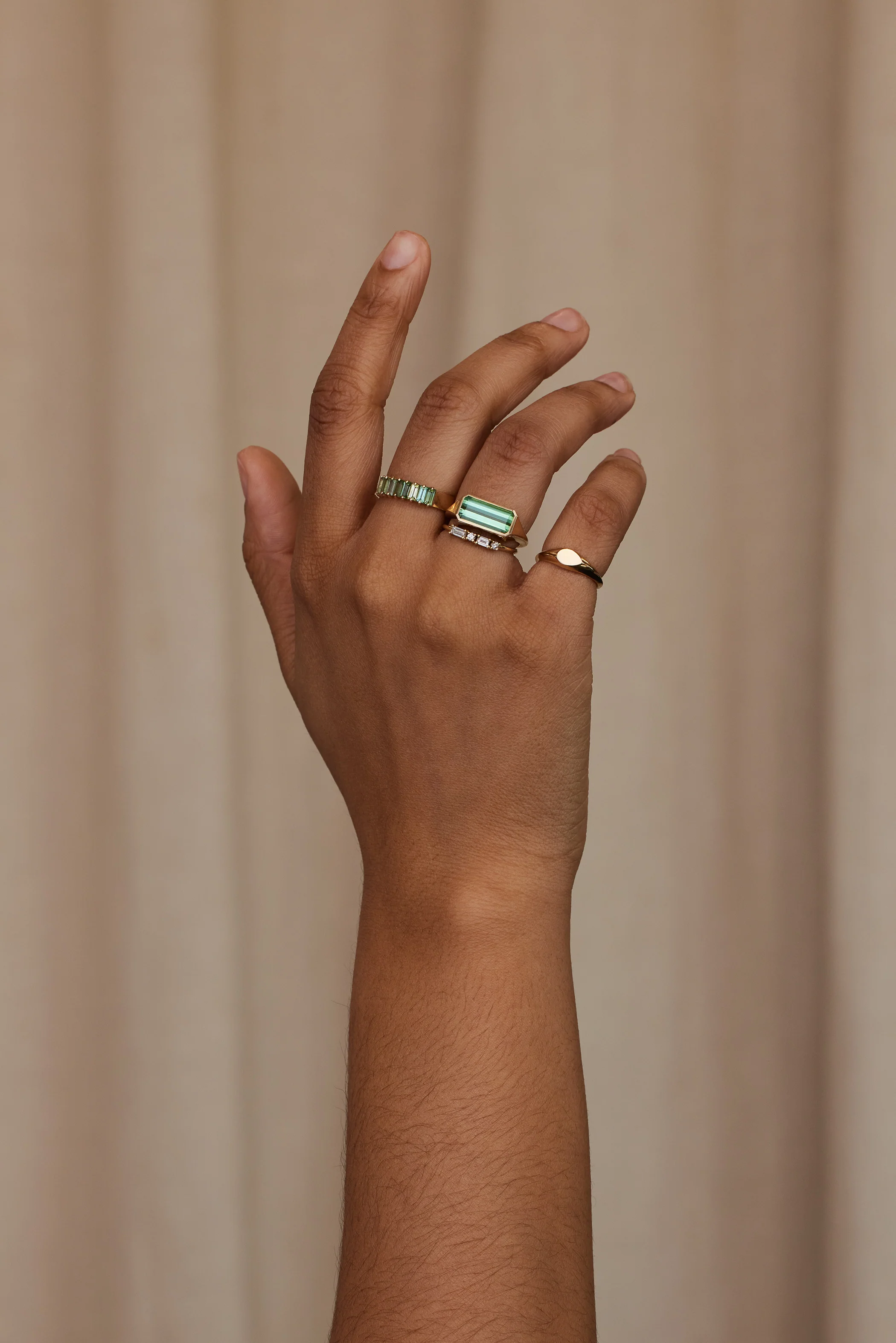 One of a Kind Emerald Cut Green Tourmaline Signet Ring No. 46 - Image 4
