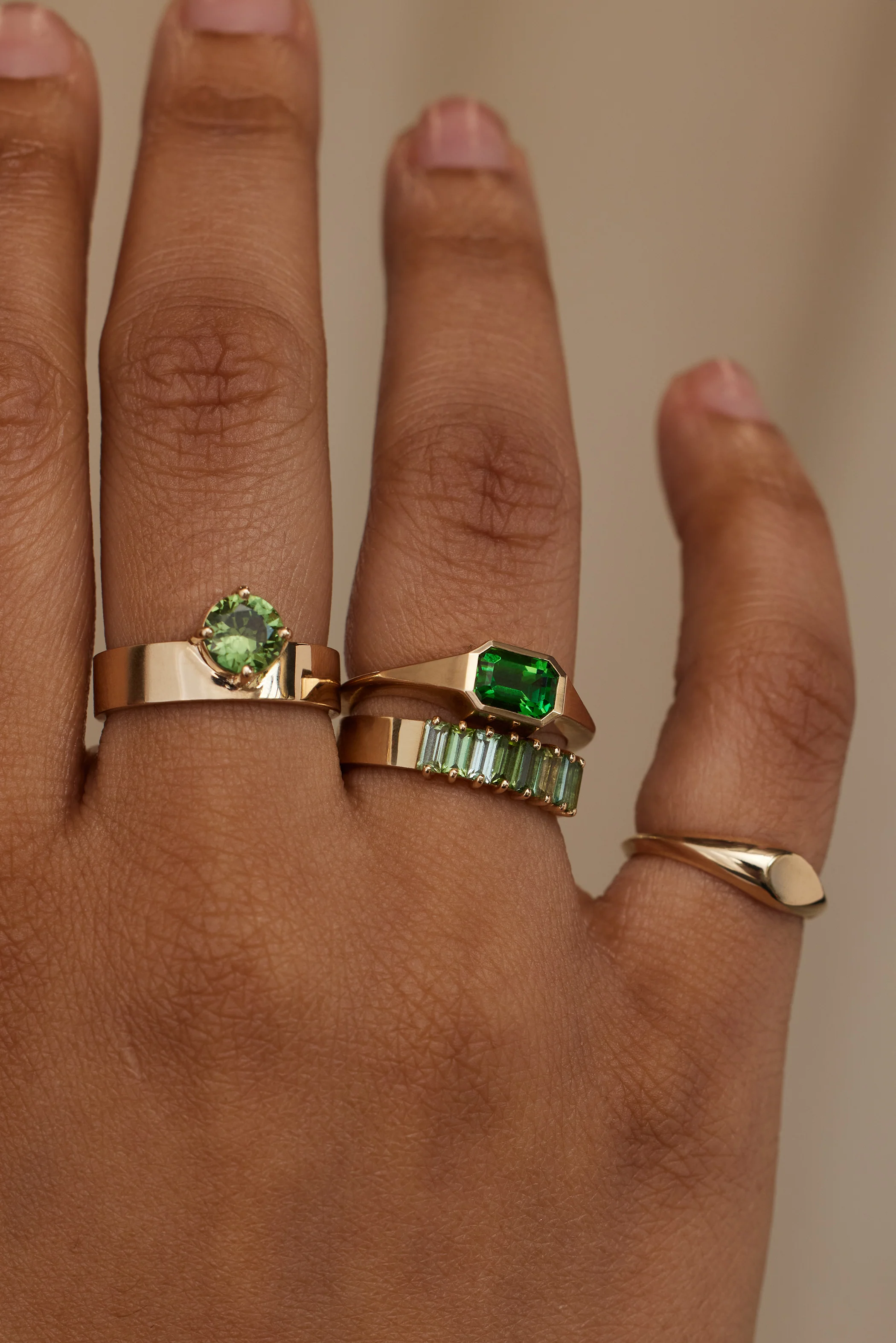 One of a Kind Emerald Cut Green Tourmaline Signet Ring No. 47 - Image 2
