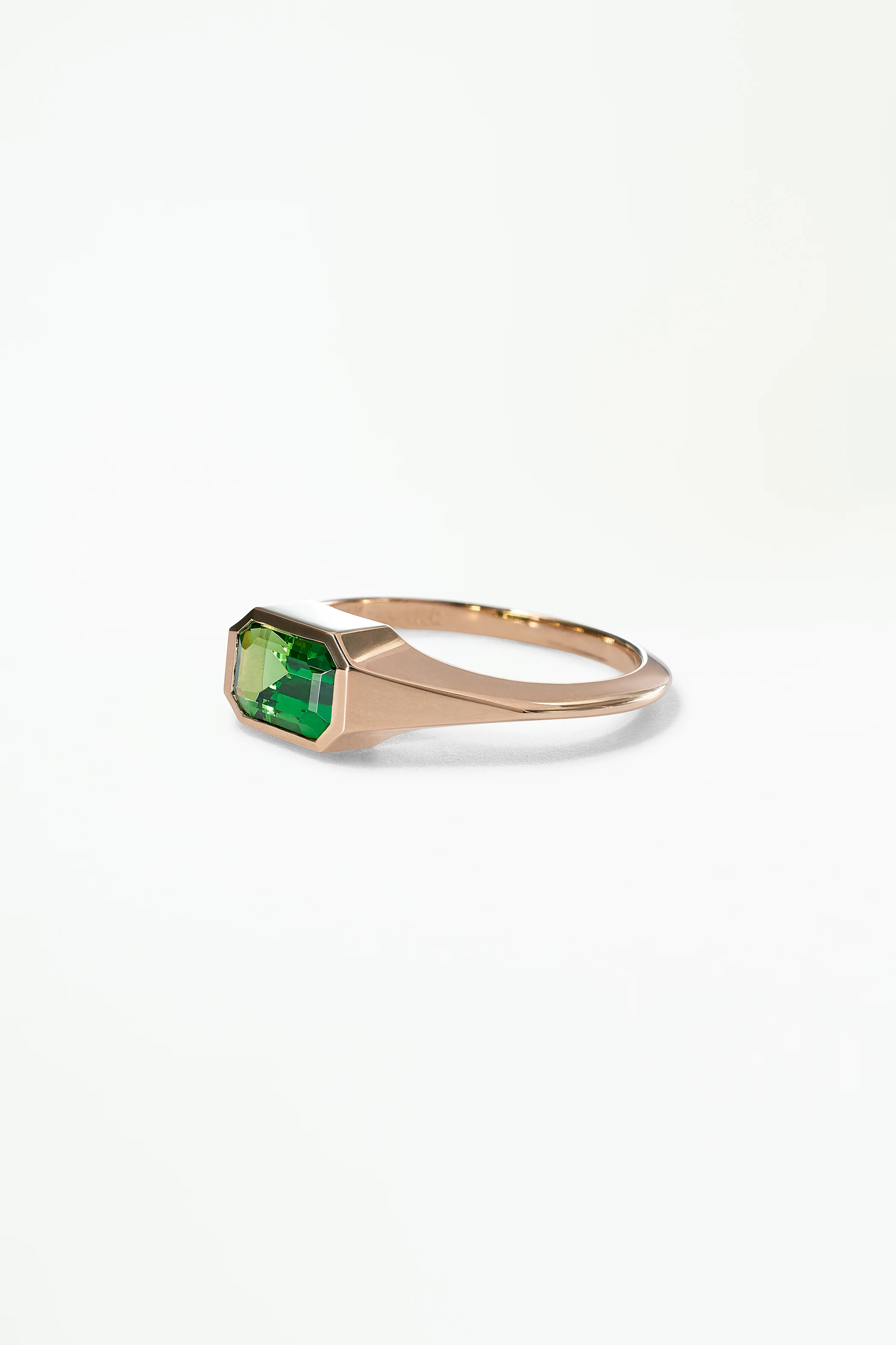 One of a Kind Emerald Cut Green Tourmaline Signet Ring No. 47 - Image 3