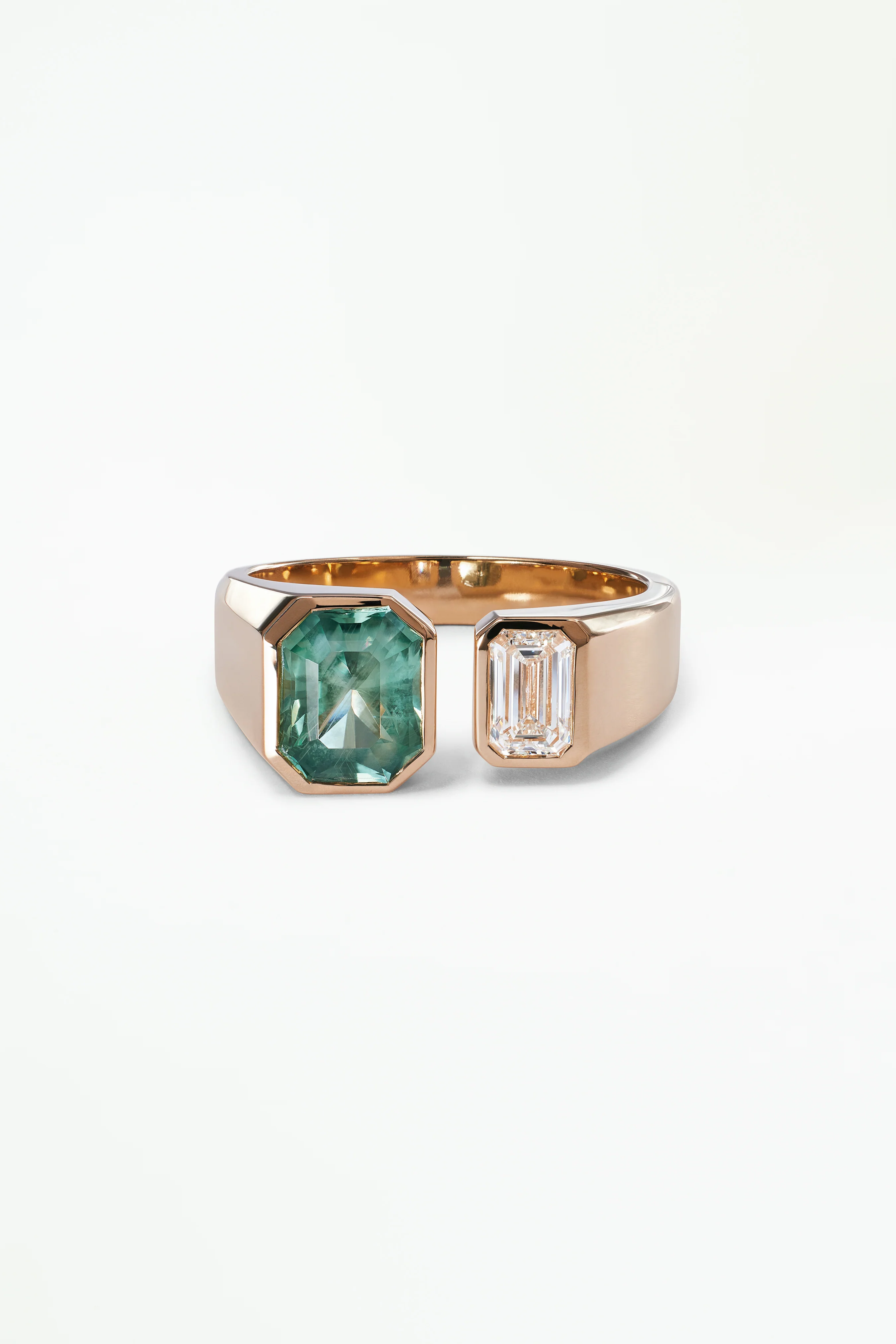 One of a Kind Emerald Cut Sapphire Dyad Signet Ring No. 19