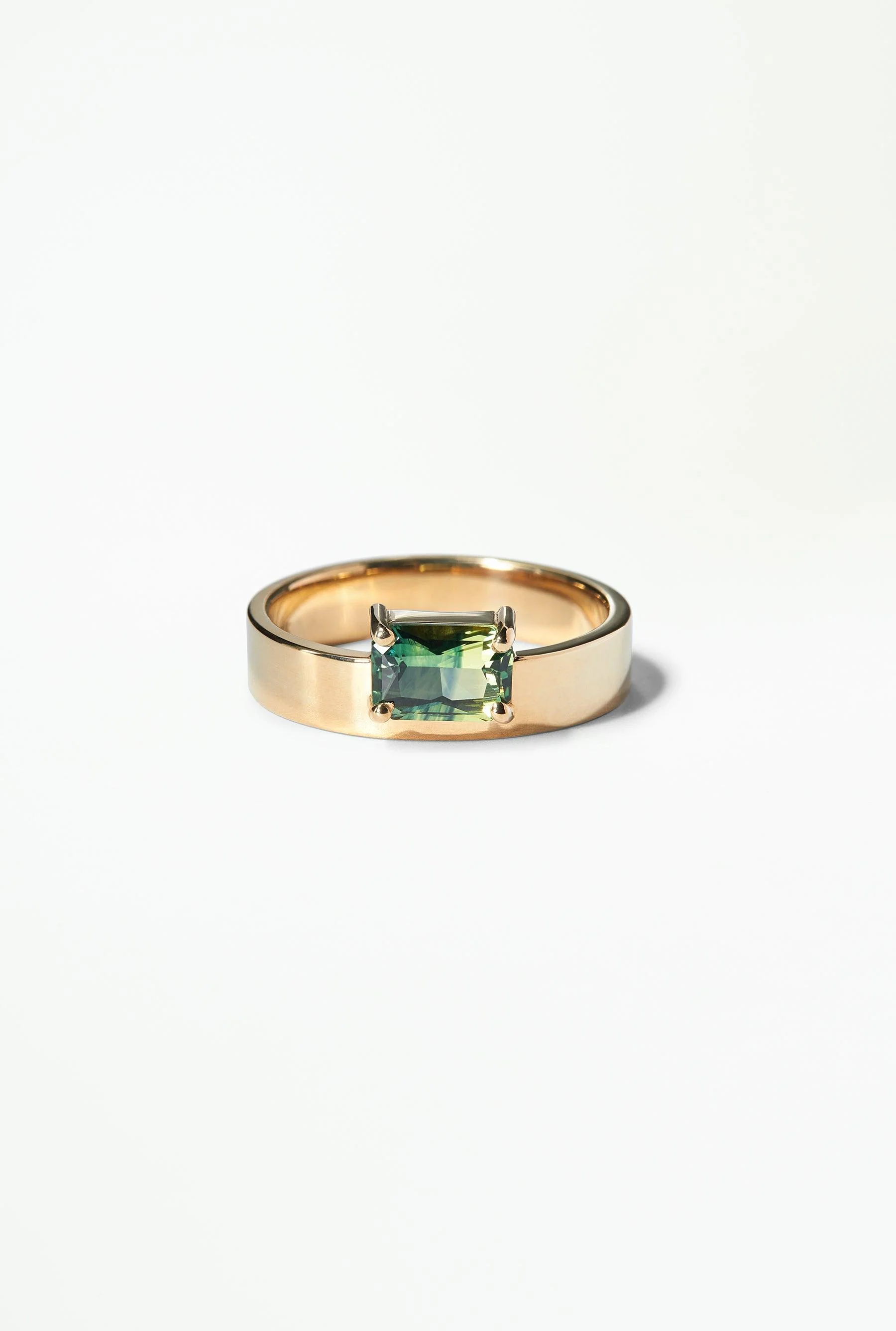 One of a Kind Emerald Cut Sapphire Monolith Ring