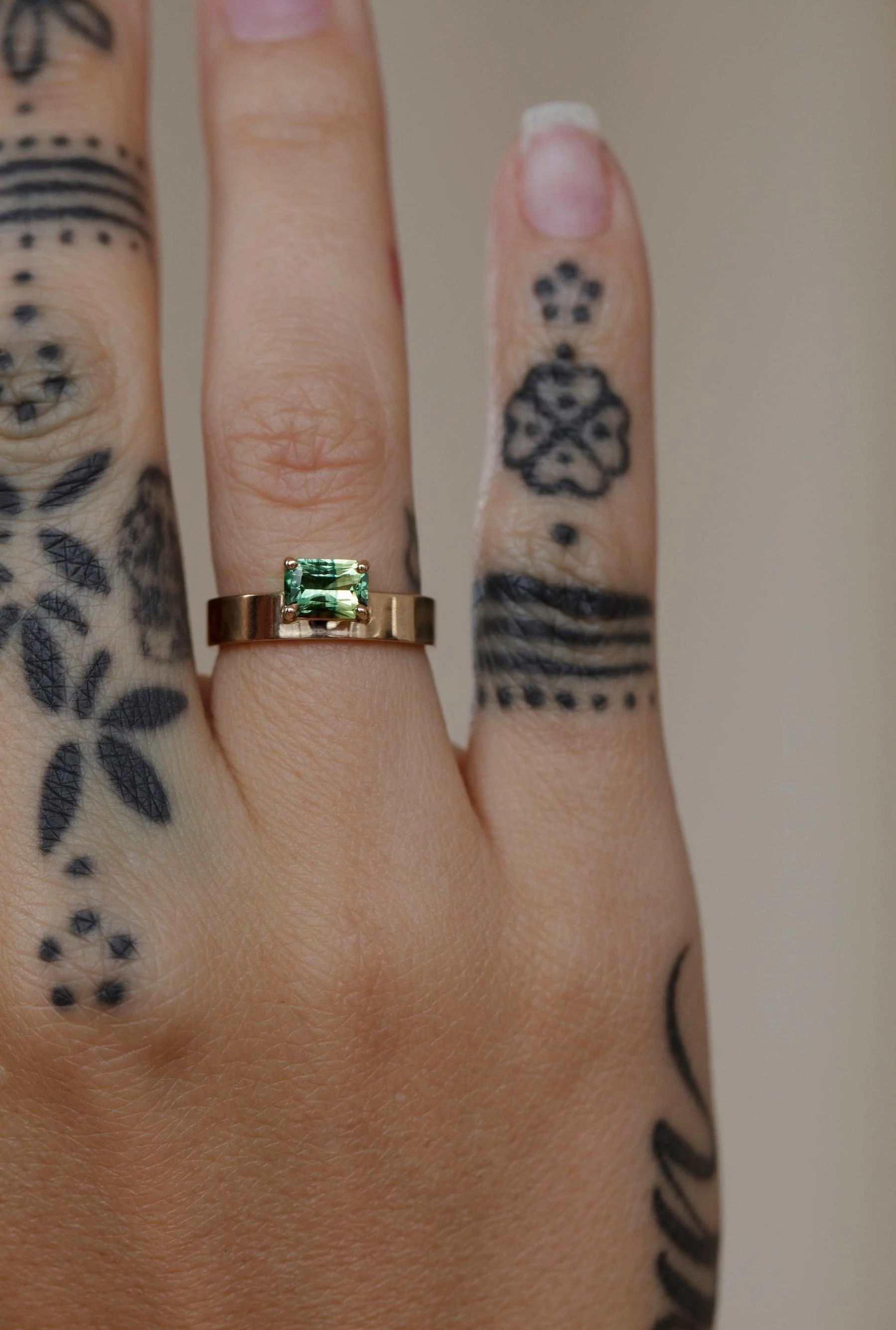 One of a Kind Emerald Cut Sapphire Monolith Ring - Image 2