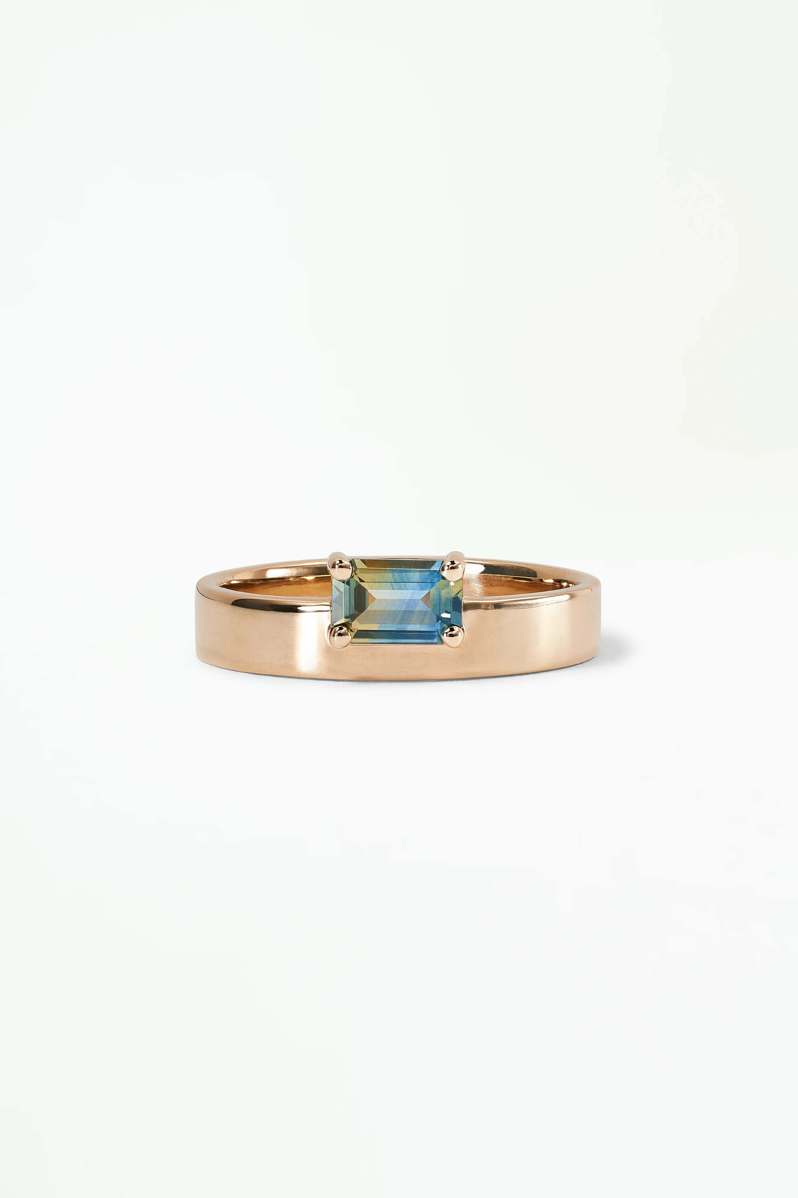 One of a Kind Emerald Cut Sapphire Monolith Ring No. 38