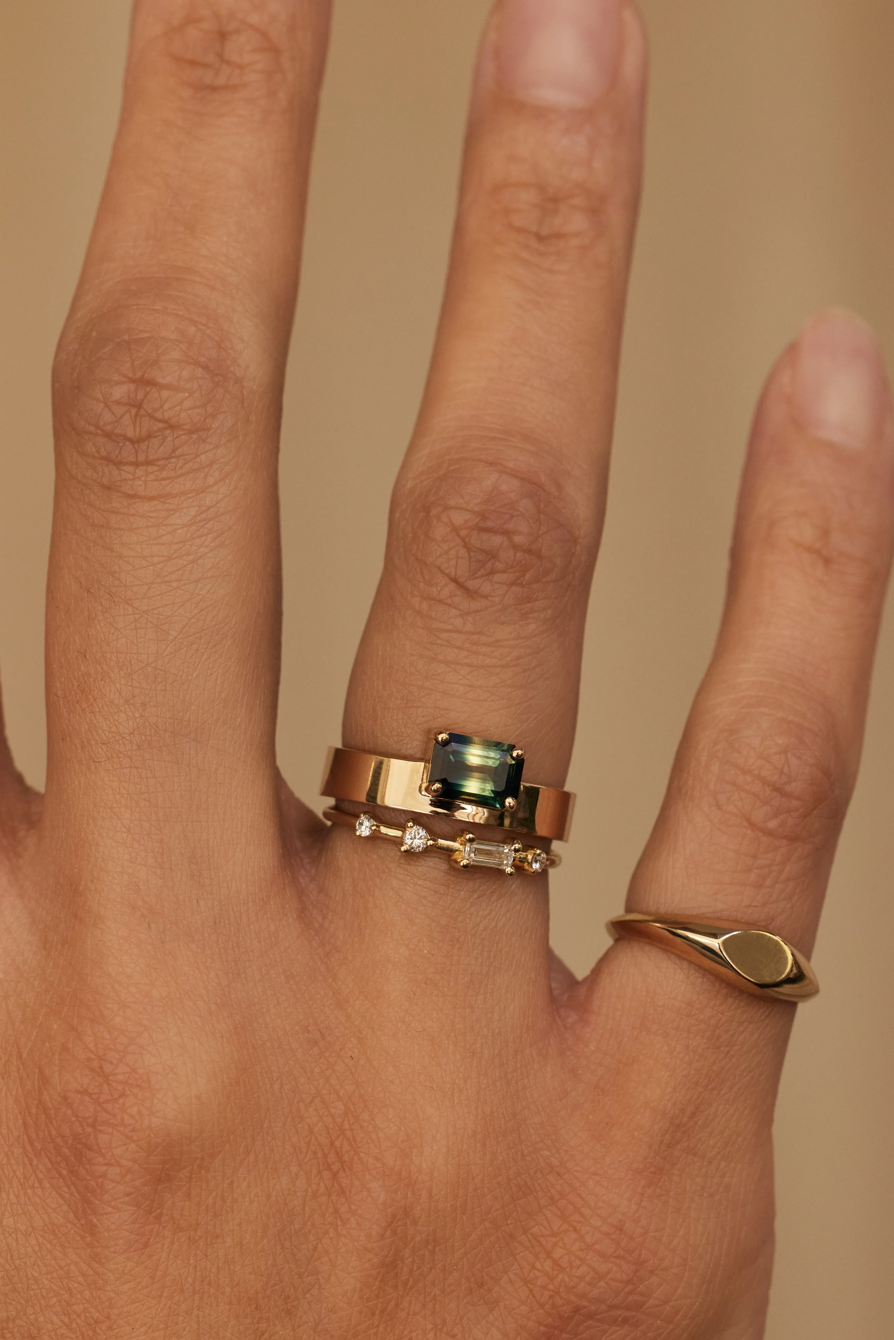 One of a Kind Emerald Cut Sapphire Monolith Ring No. 8