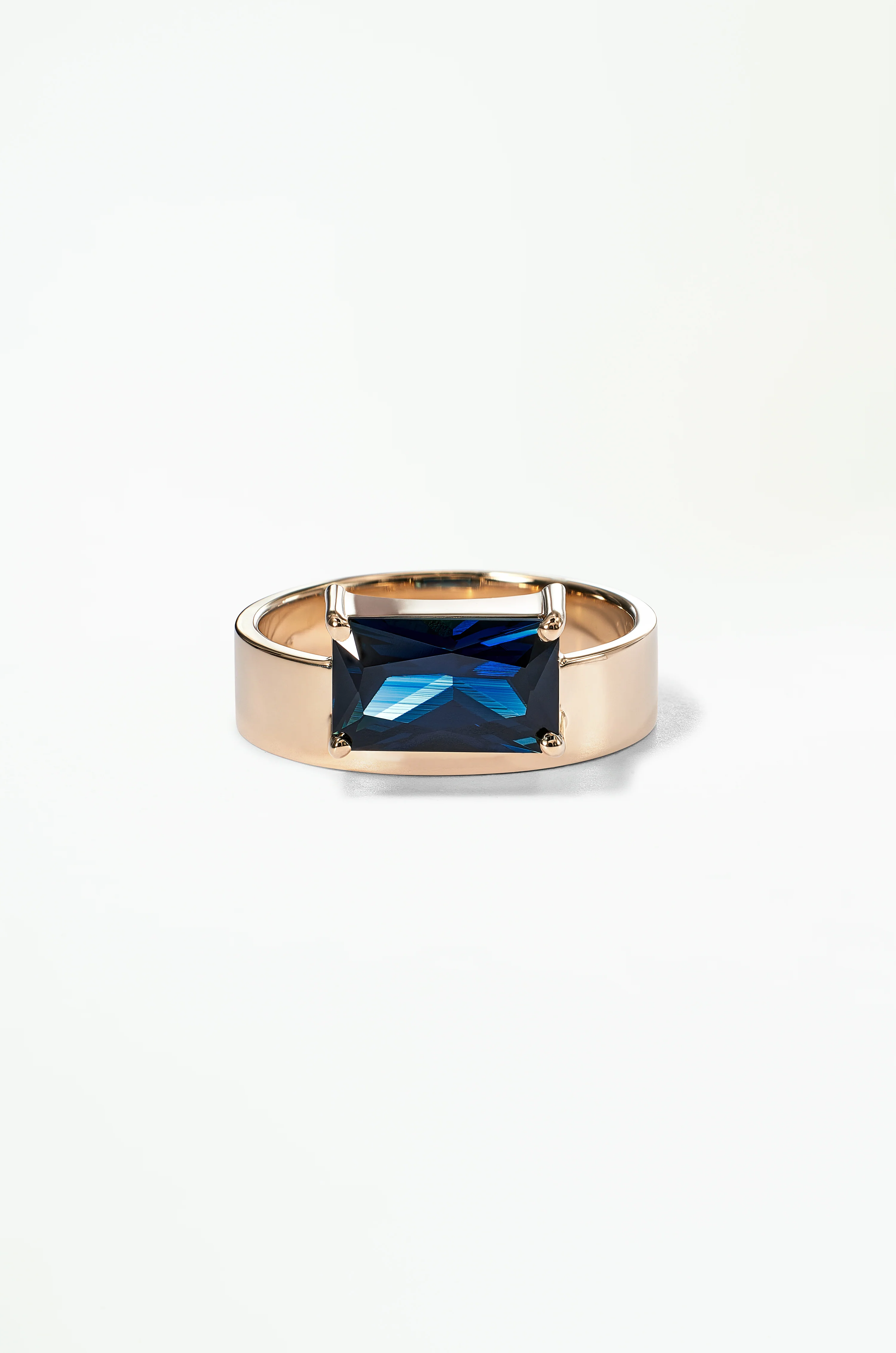 One of a Kind Emerald Cut Sapphire Monolith Ring No. 9