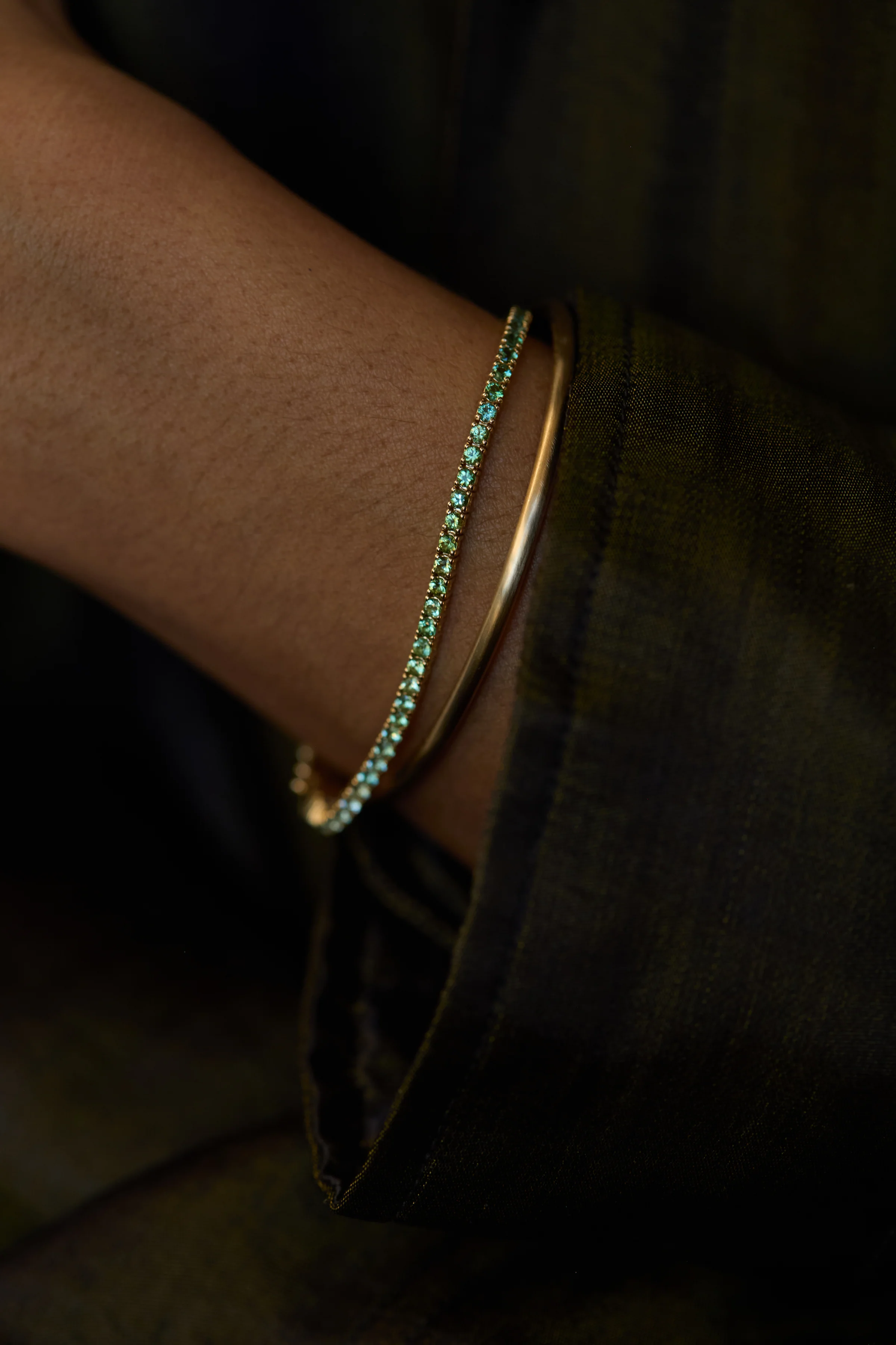 One of a Kind Green Tourmaline Tennis Bracelet - Image 2