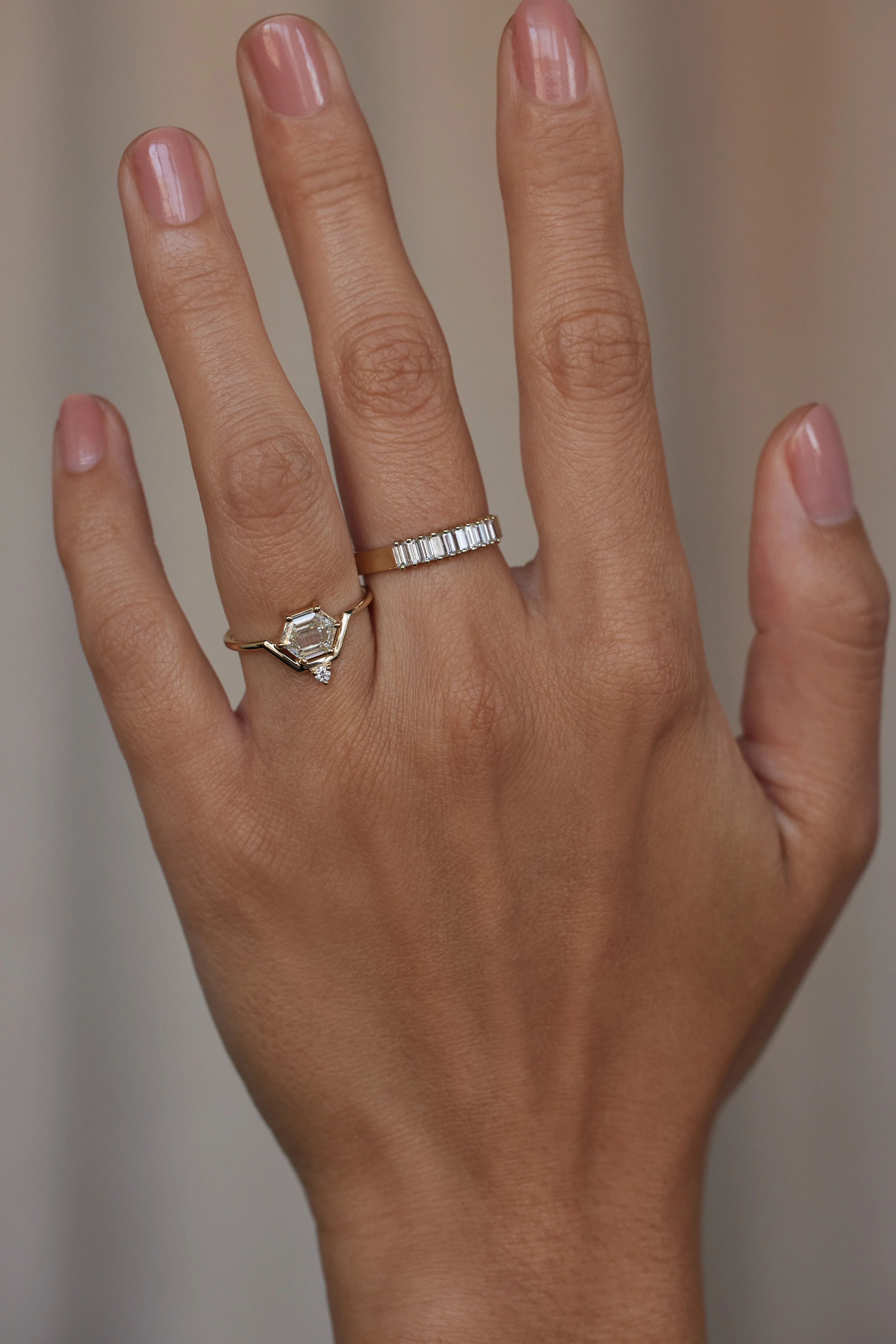 One of a Kind Hexagon Cut Diamond Nestled Ring No. 20 - Image 2