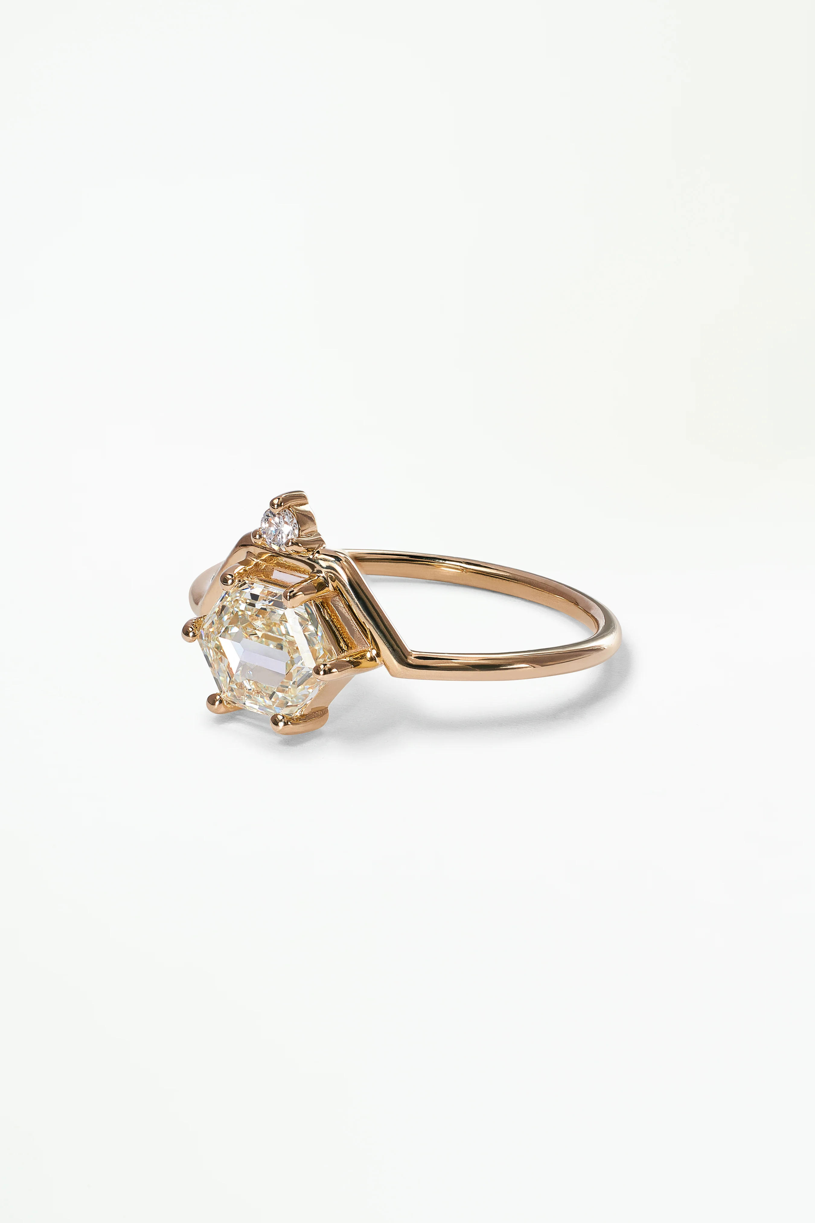 One of a Kind Hexagon Cut Diamond Nestled Ring No. 20 - Image 3