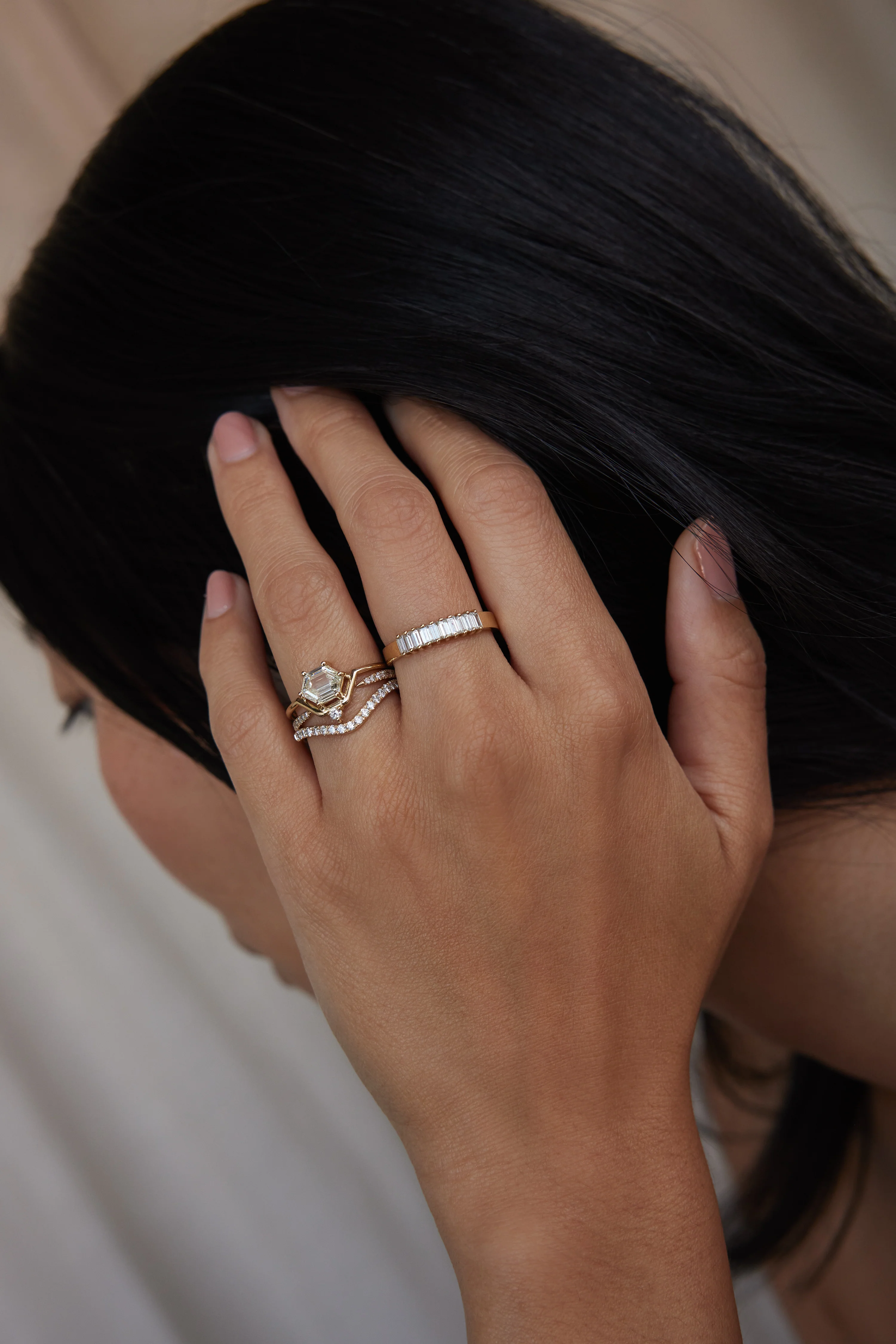 One of a Kind Hexagon Cut Diamond Nestled Ring No. 20 - Image 4