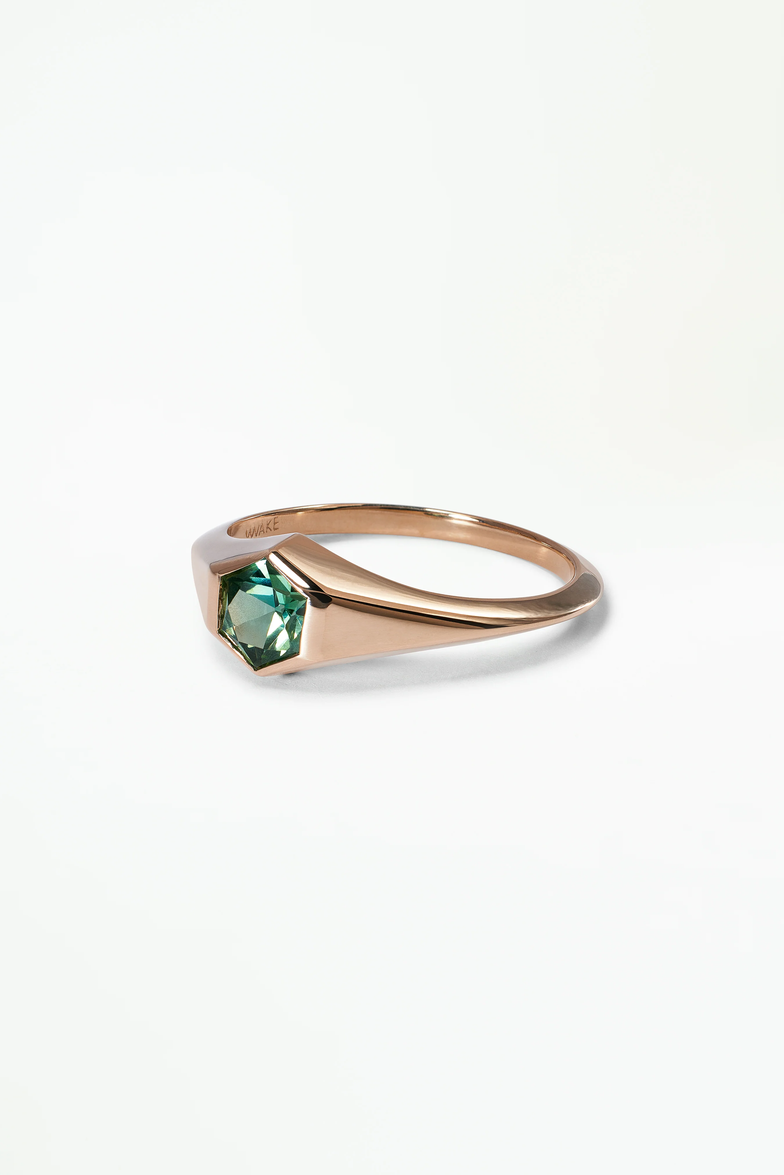 One of a Kind Hexagon Cut Green Sapphire Signet Ring No. 17 - Image 3