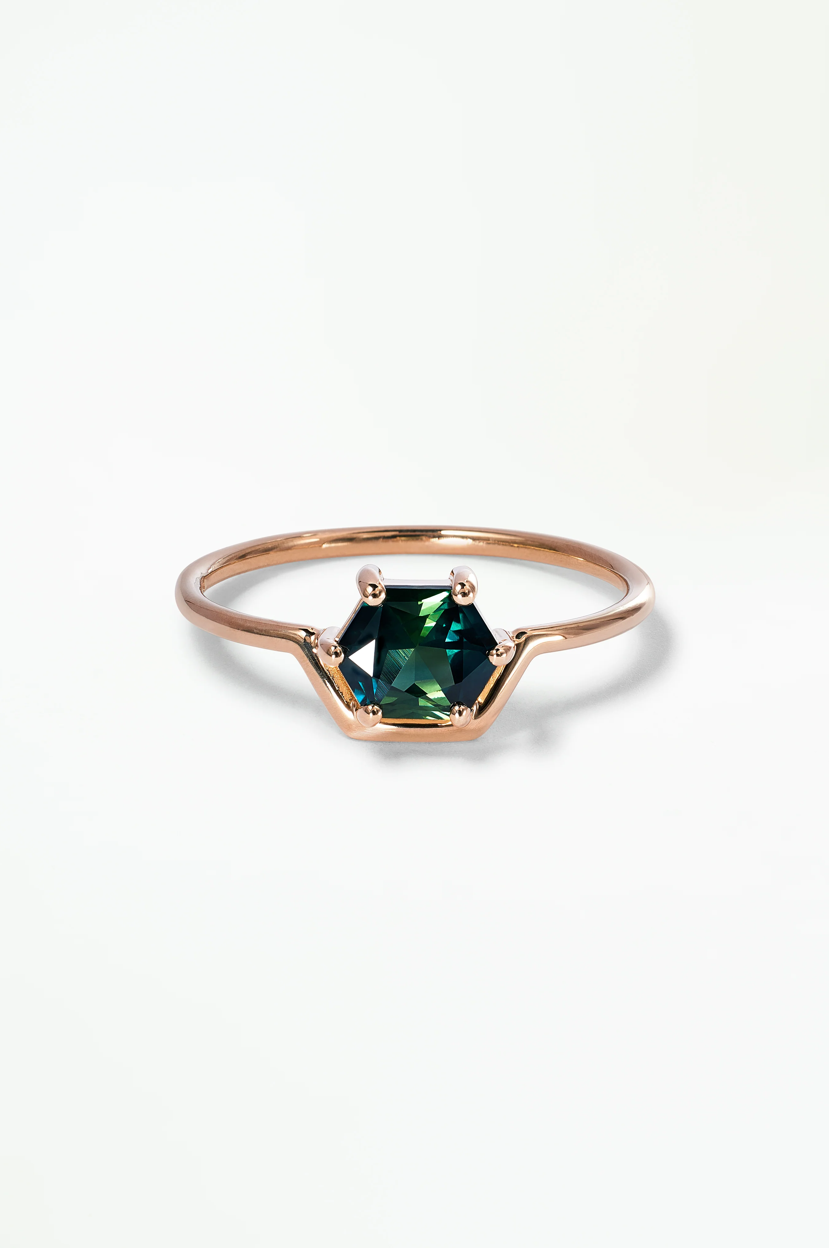 One of a Kind Hexagon Cut Sapphire Nestled Ring No. 18
