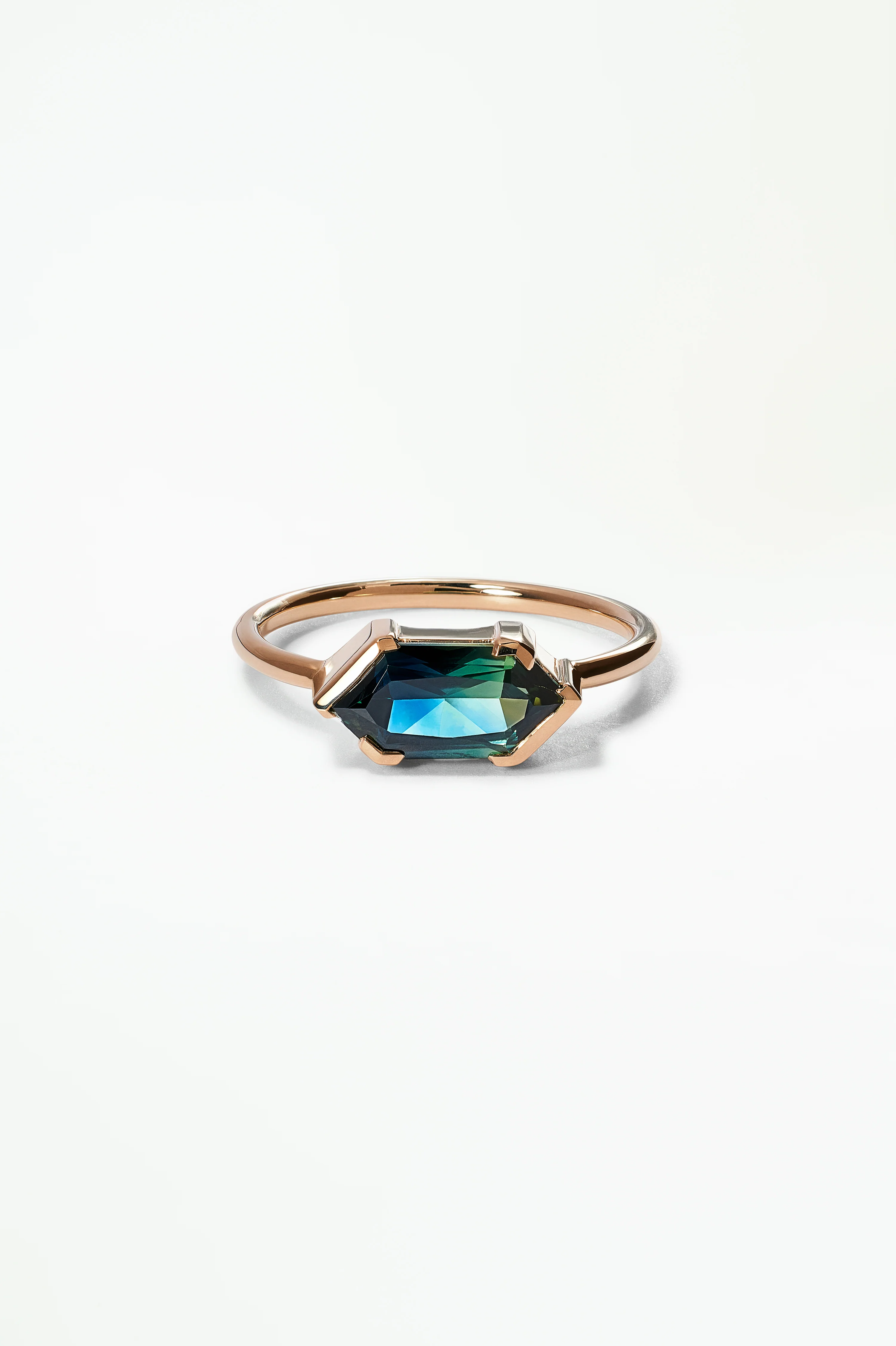 One of a Kind Hexagon Cut Sapphire Solitaire Ring No. 1
