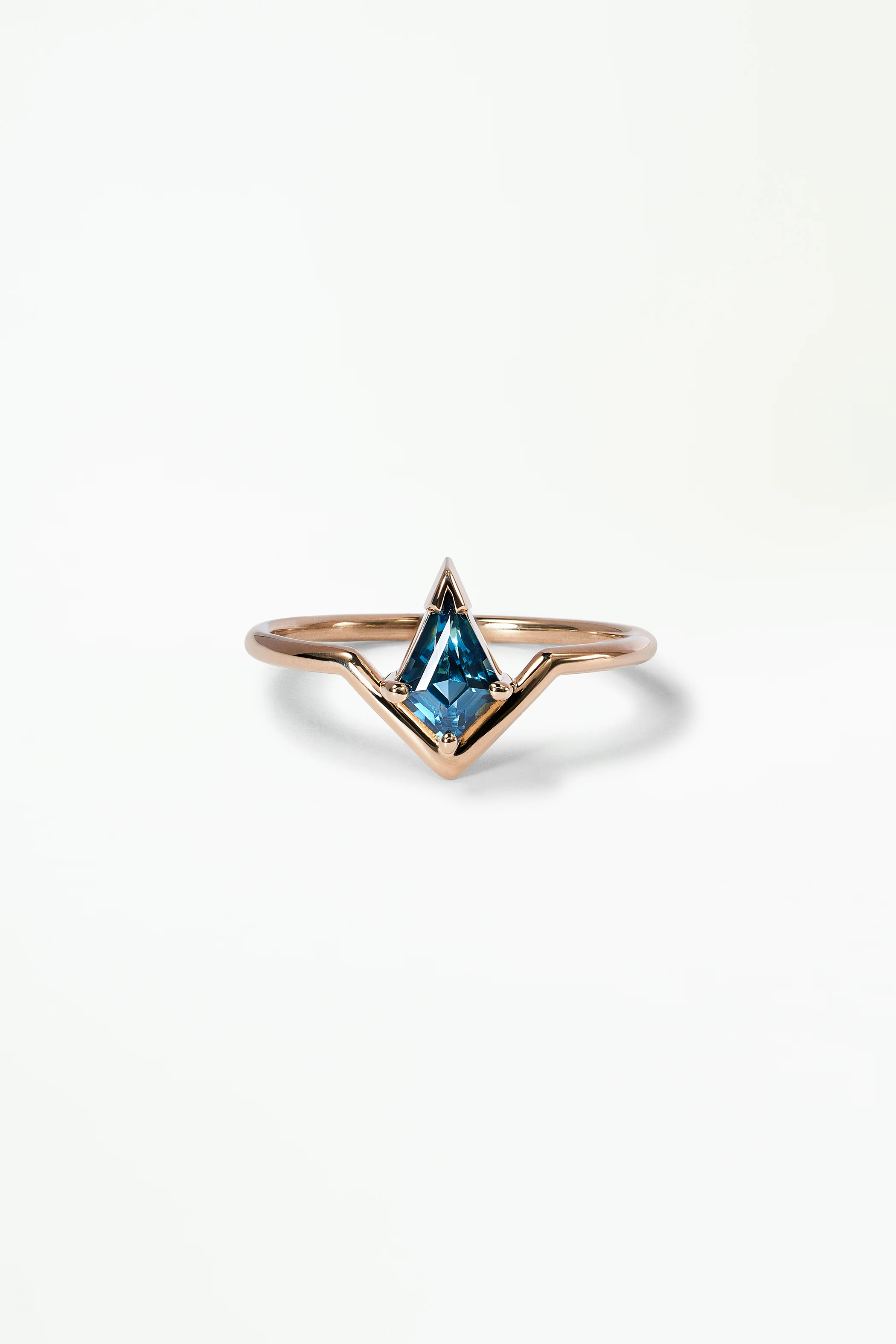 One of a Kind Kite Cut Green Sapphire Nestled Ring No. 13