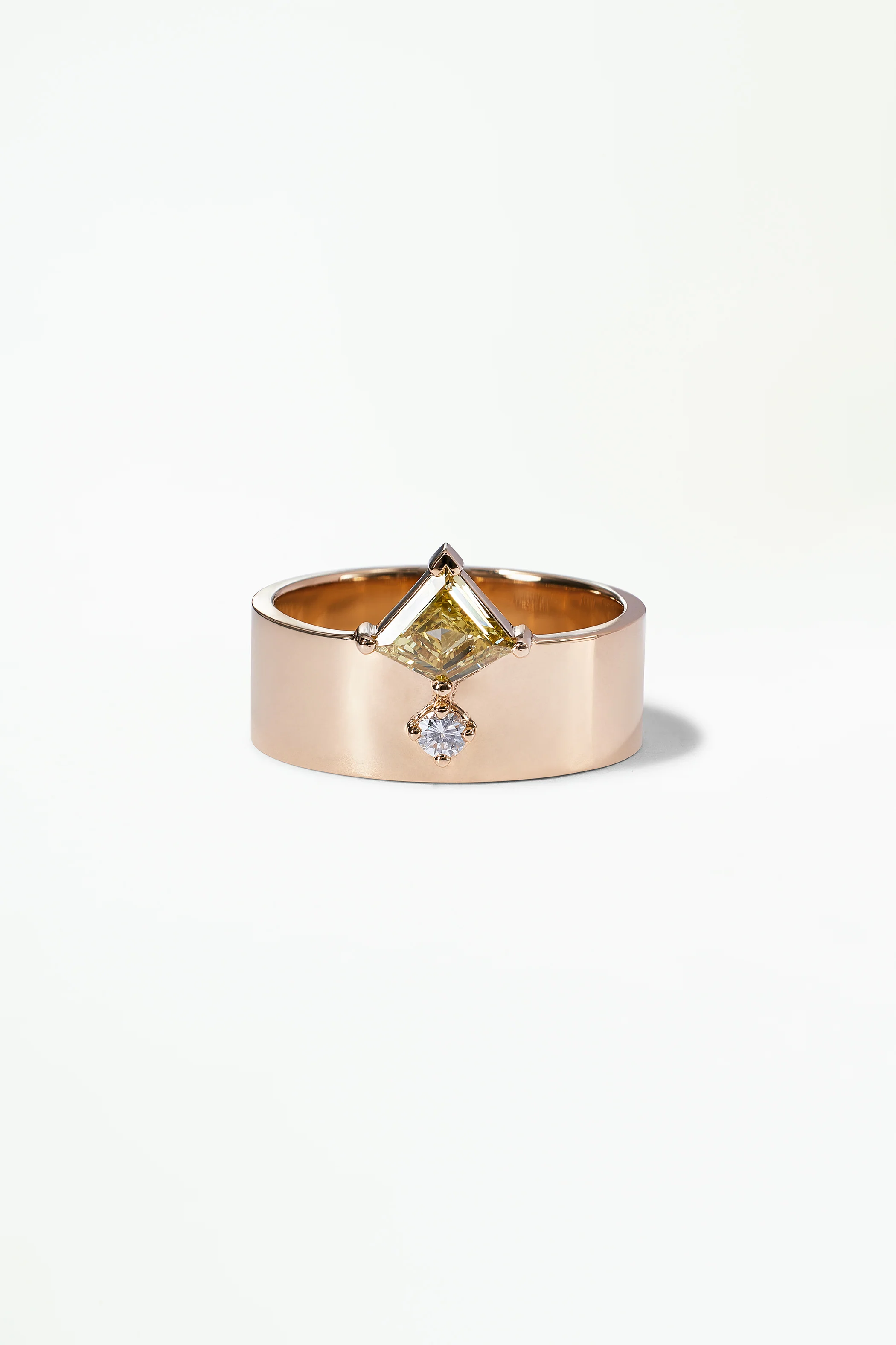 One of a Kind Kite Step Cut Chameleon and White Diamond Bricolage Ring No. 12 - Image 2