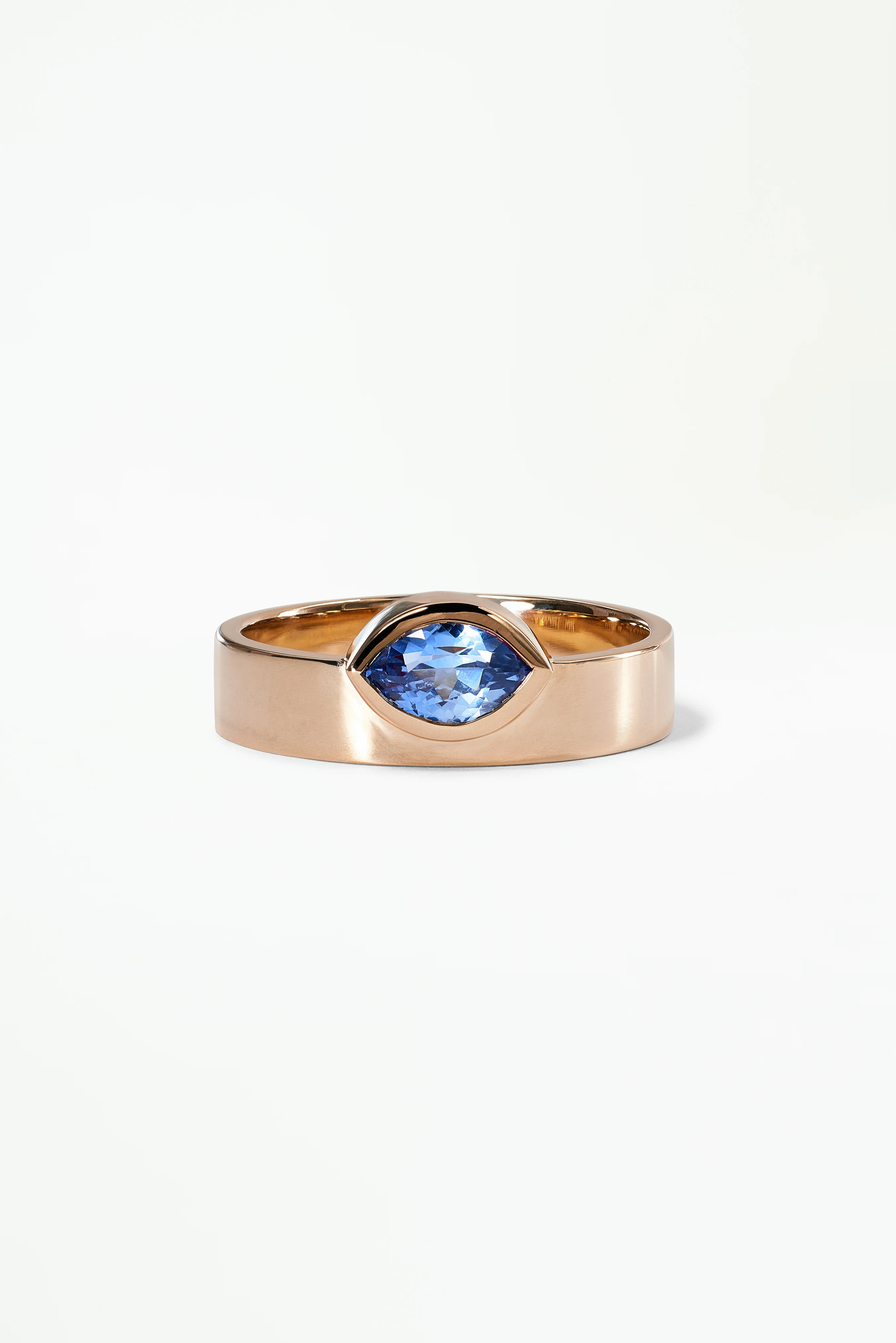 One of a Kind Marquise Cut Blue Sapphire Monolith Ring No. 13