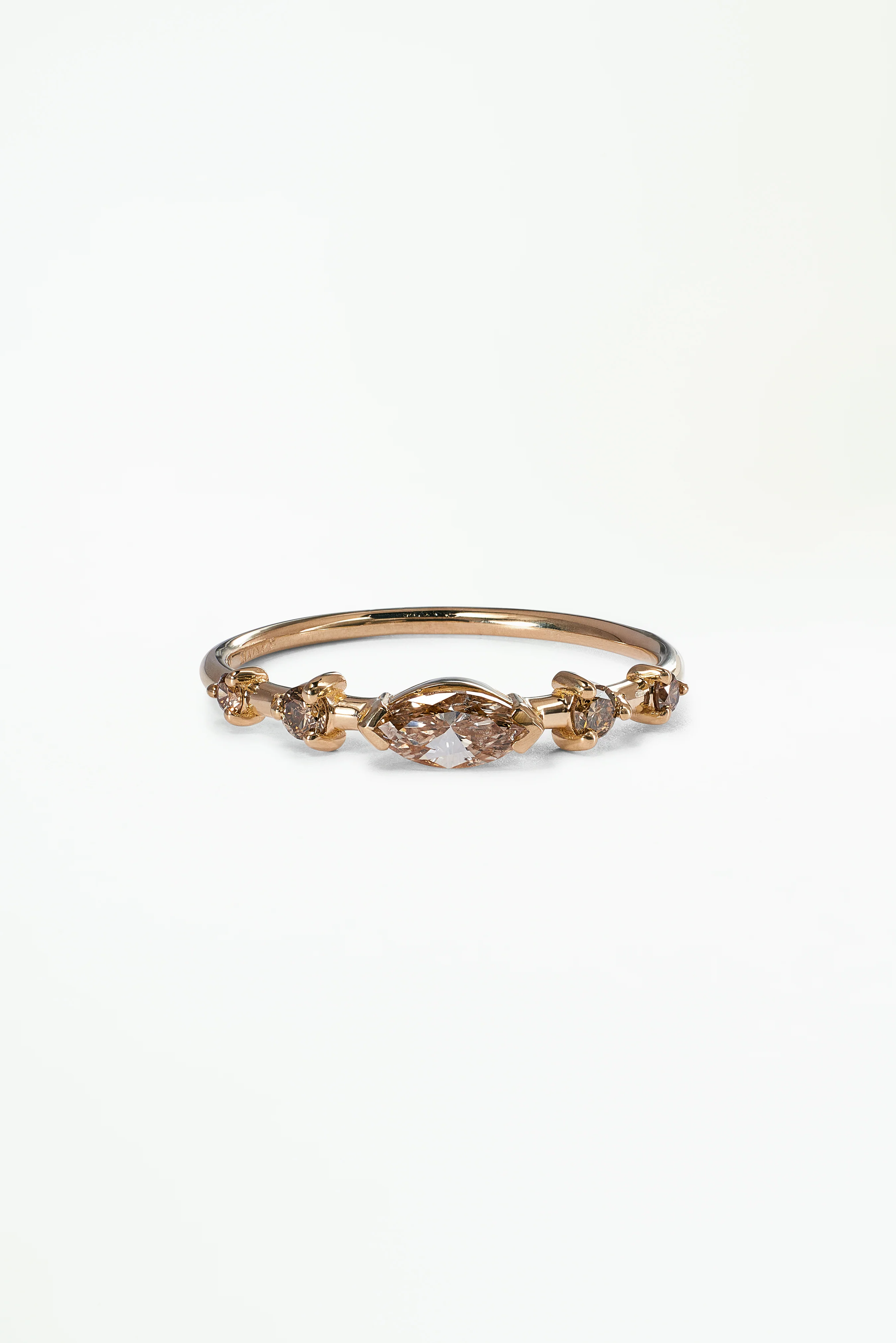 One of a Kind Marquise Cut Champagne Diamond Vista Ring