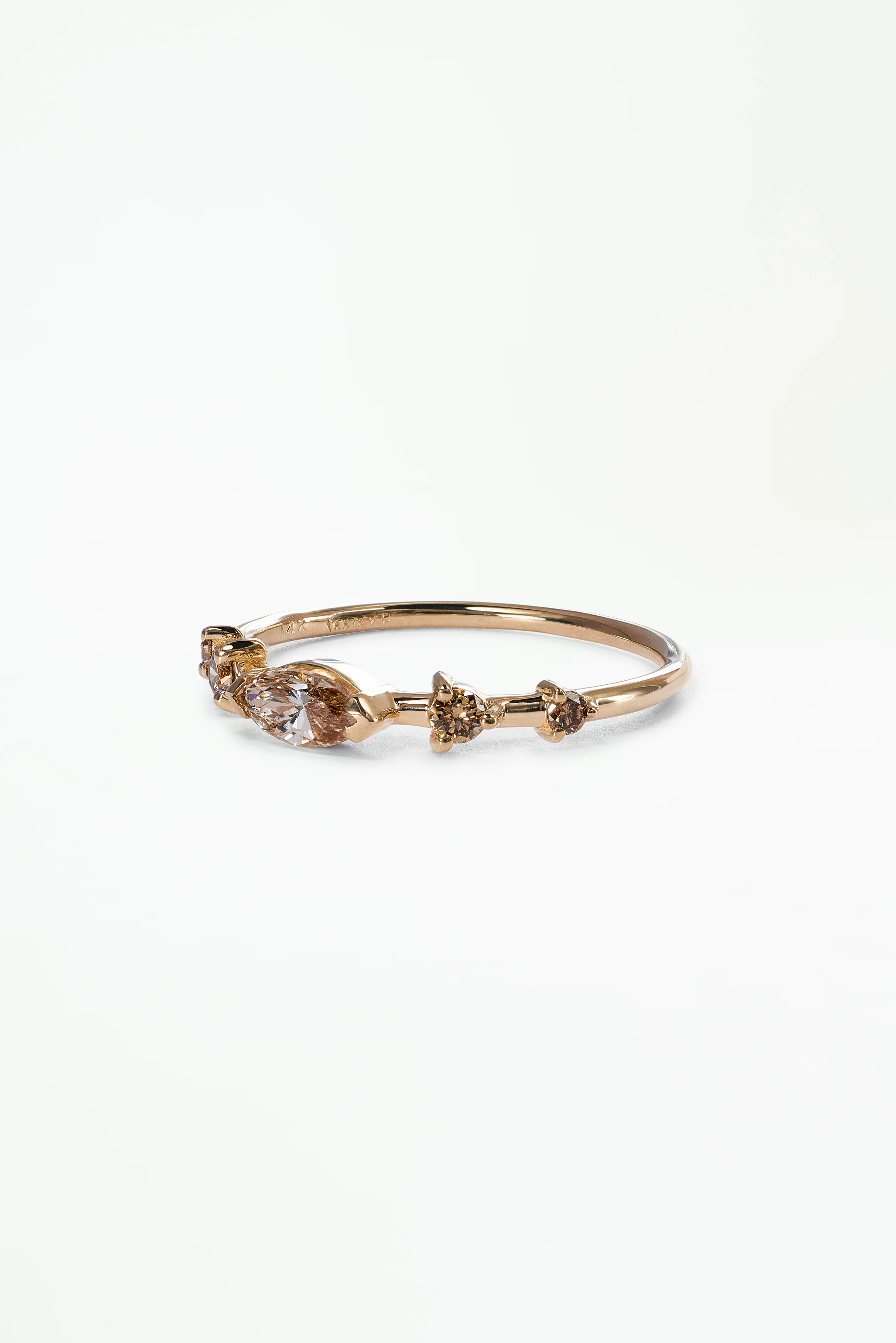 One of a Kind Marquise Cut Champagne Diamond Vista Ring - Image 3
