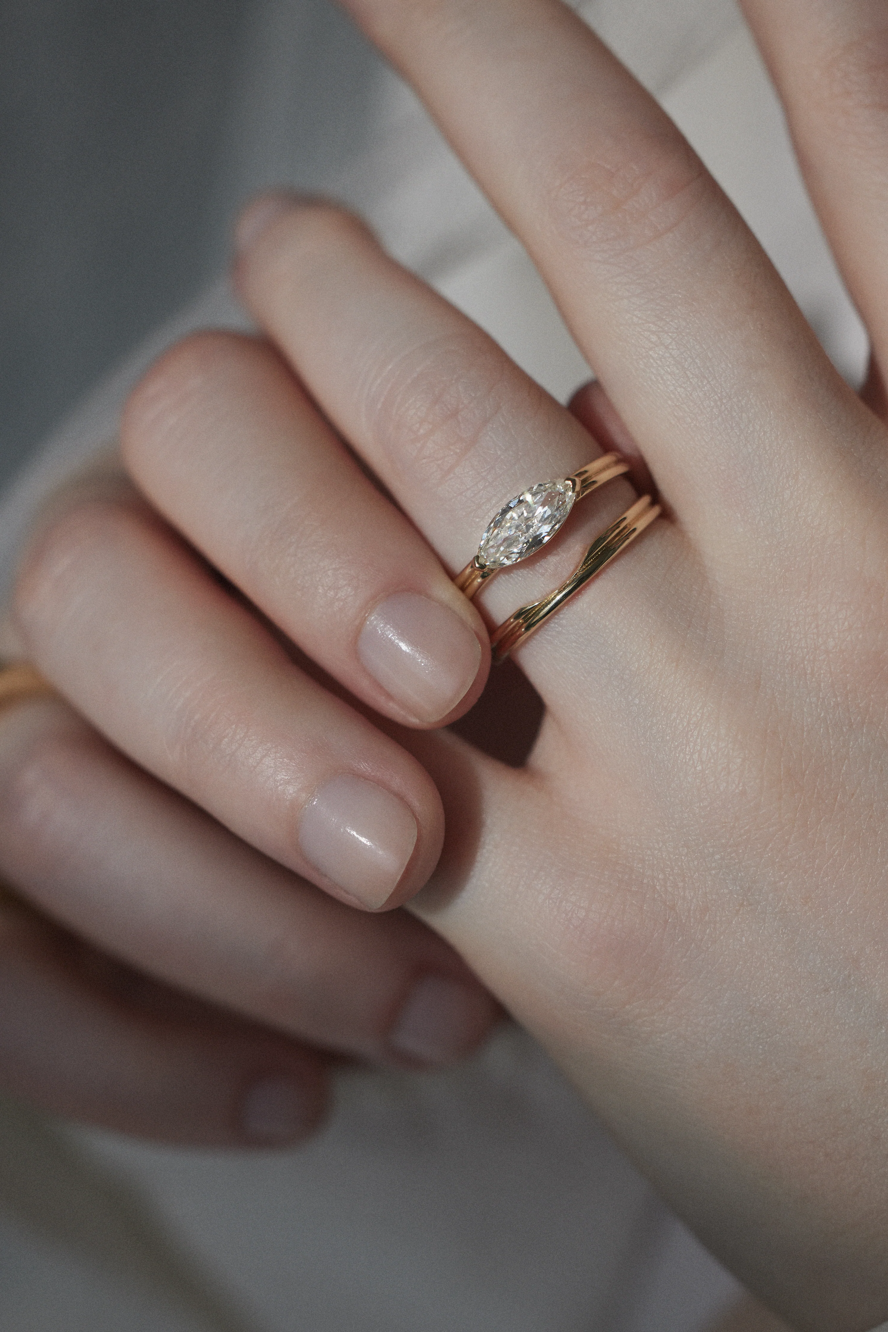 One of a Kind Marquise Cut Ridge Ring Set No. 2 - Image 2