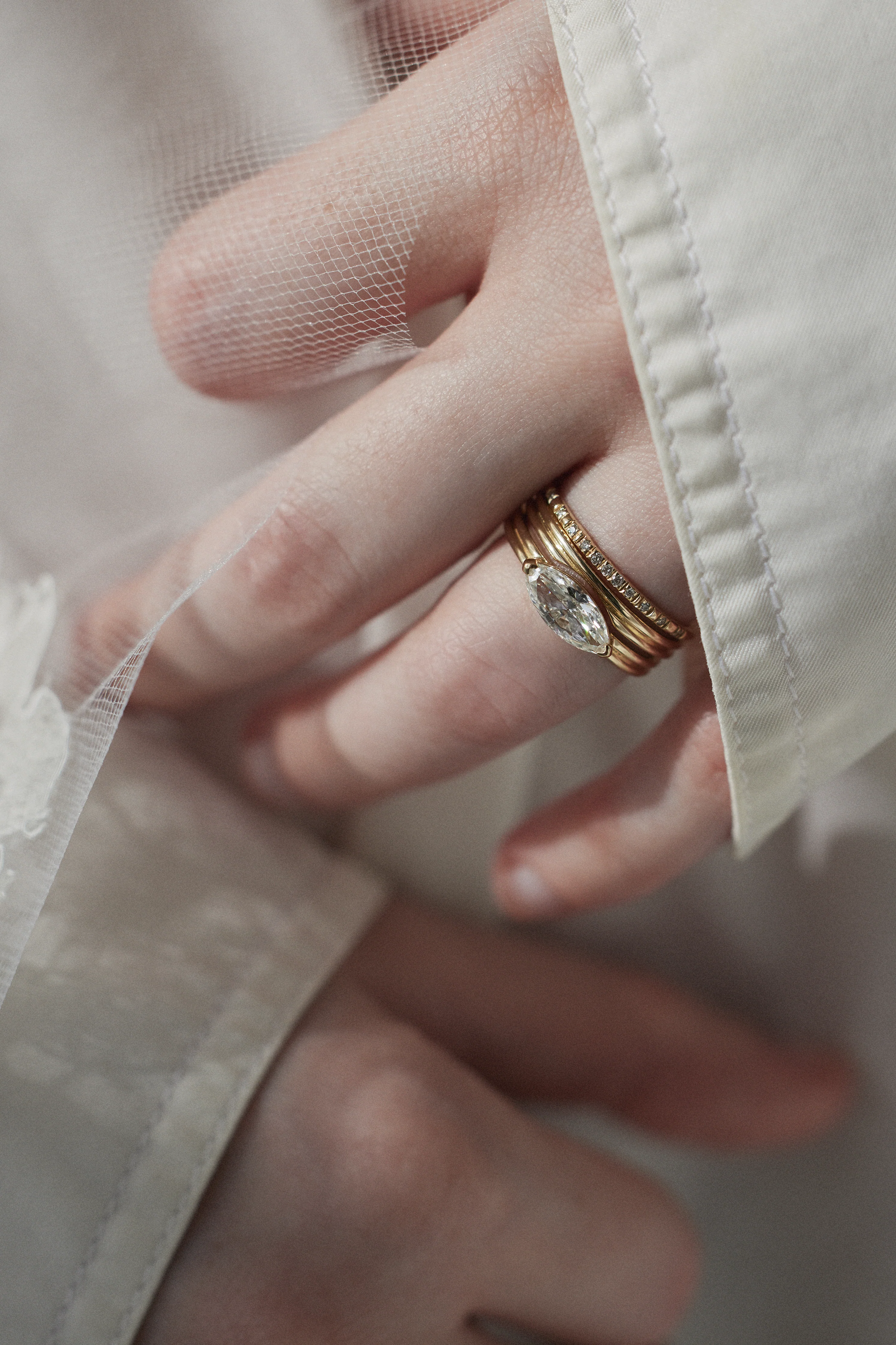 One of a Kind Marquise Cut Ridge Ring Set No. 2 - Image 4