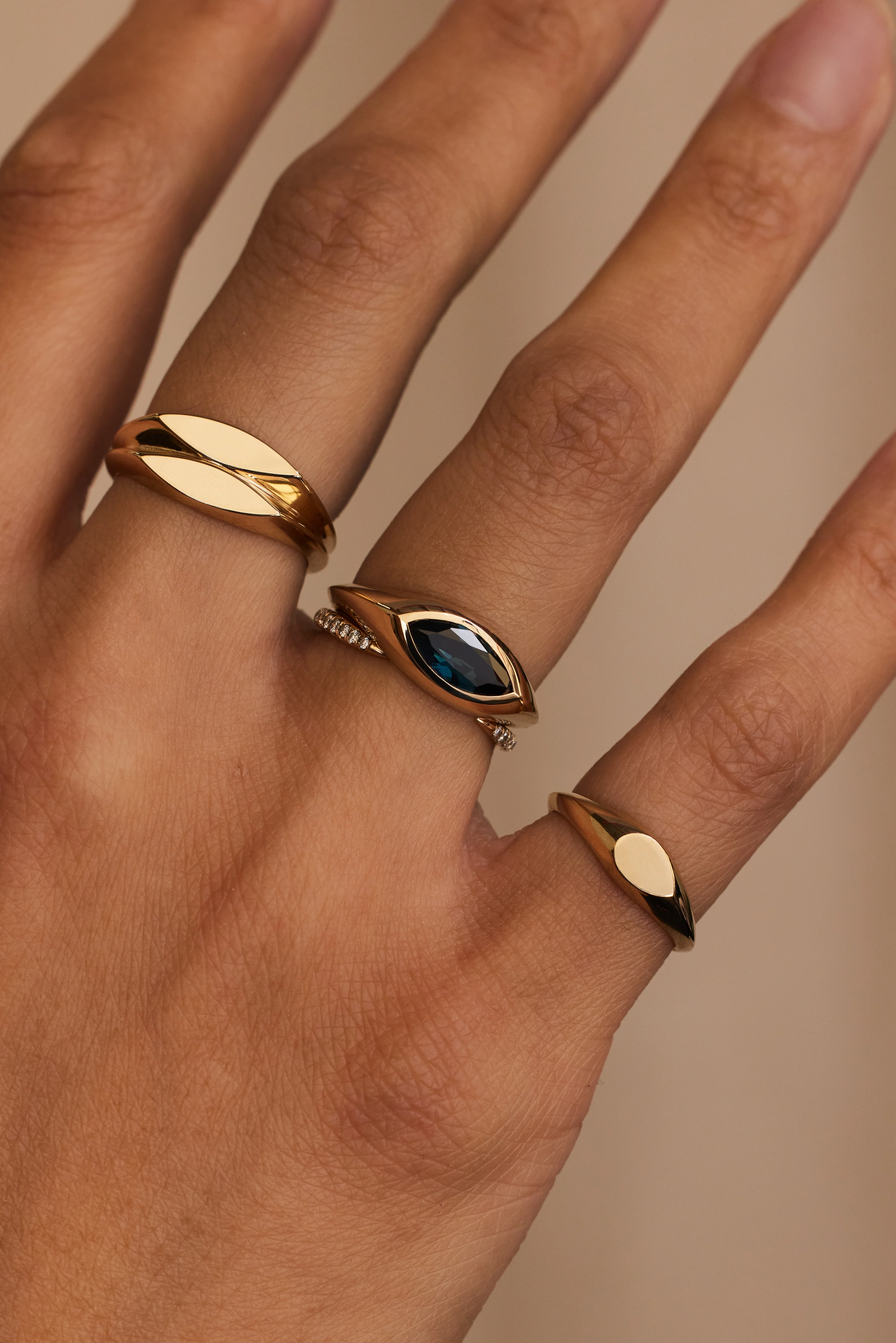 One of a Kind Marquise Cut Sapphire Signet Ring No. 41 - Image 2