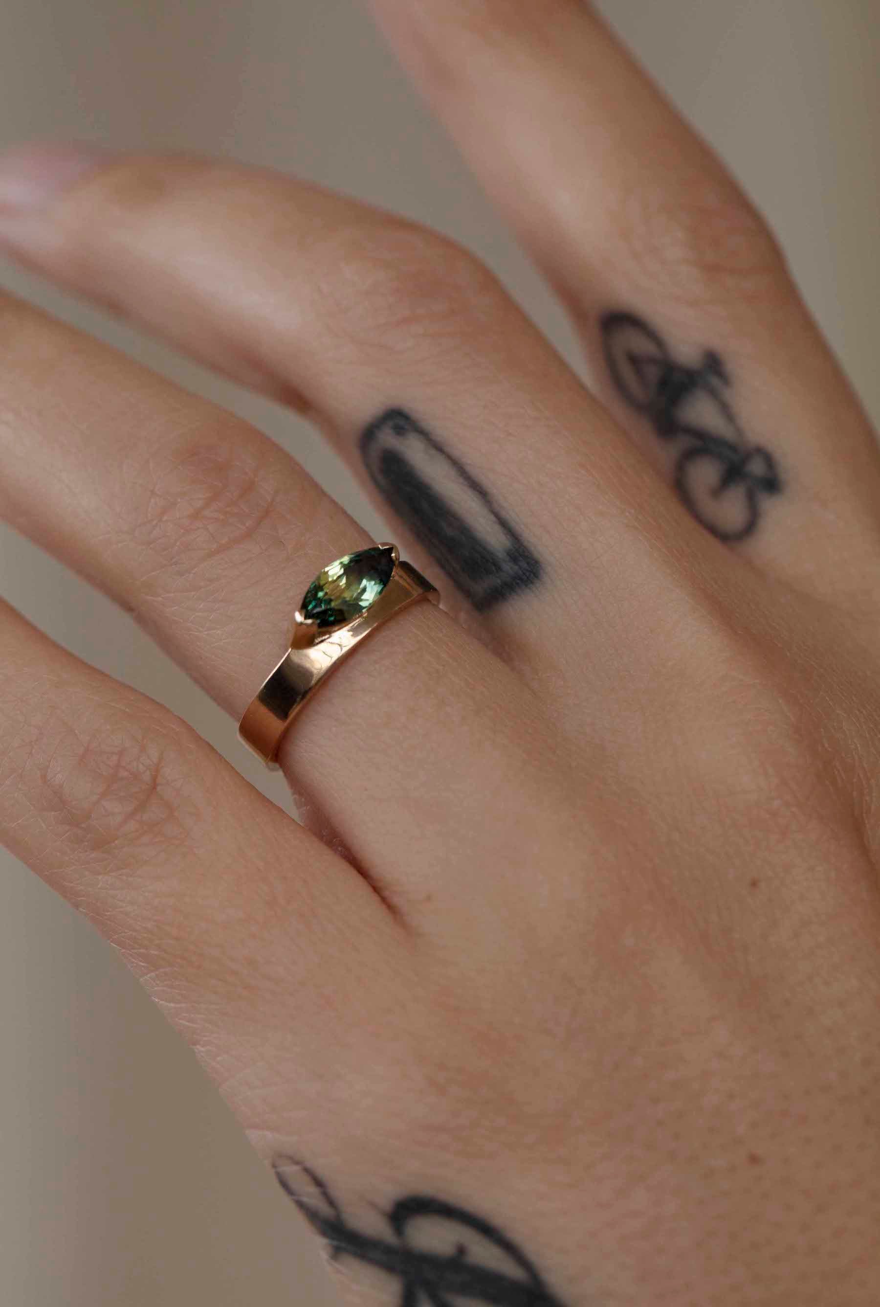 One of a Kind Marquise Sapphire Monolith Ring