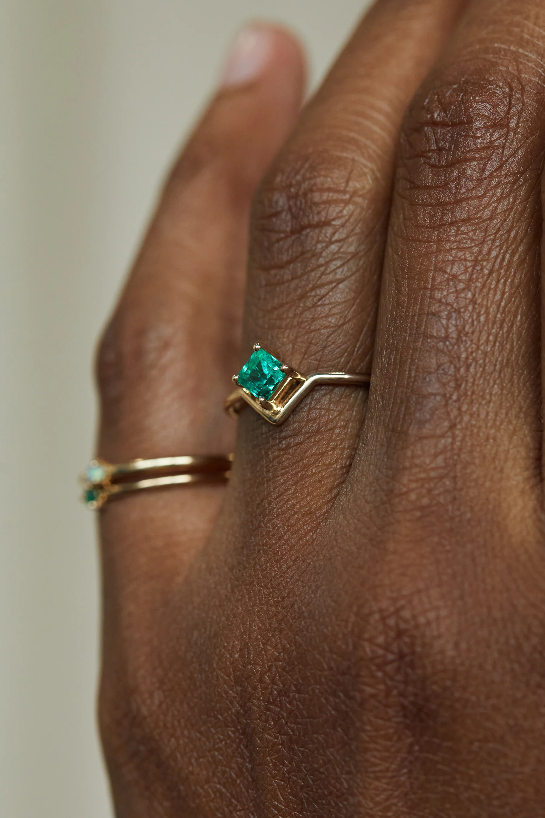 One of a Kind Nestled Emerald Ring