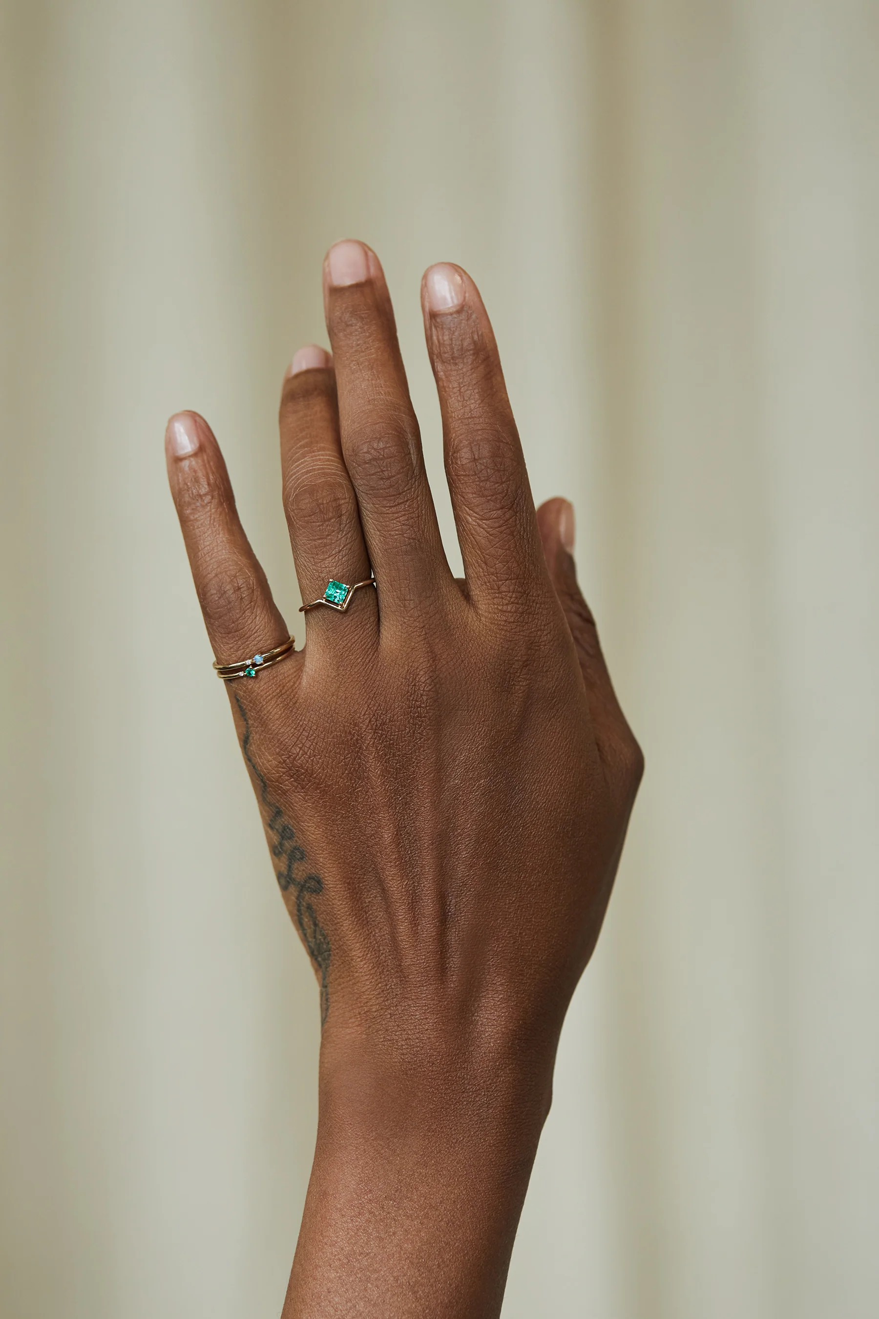 One of a Kind Nestled Emerald Ring - Image 3