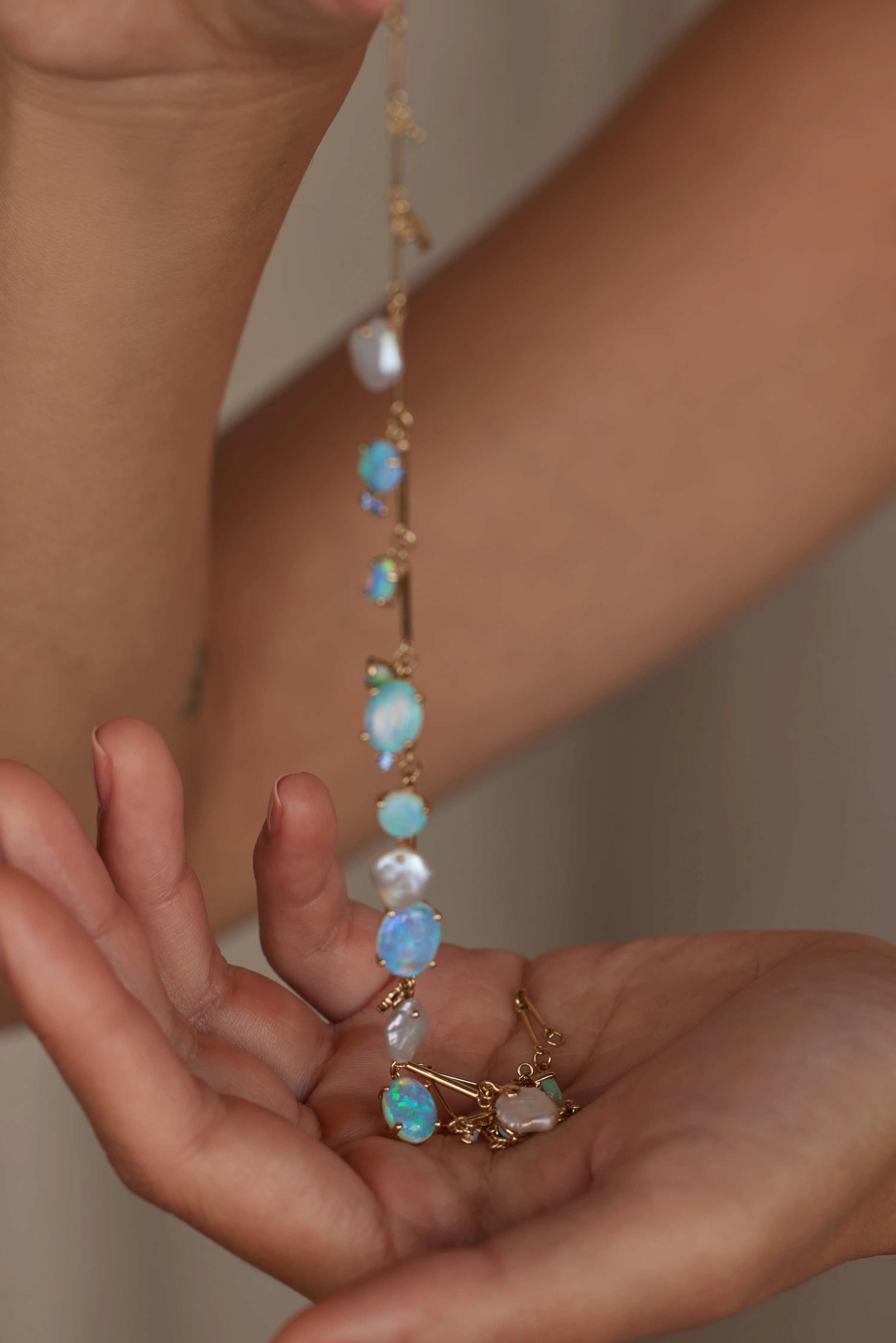 One of a Kind Opal and Pearl Token Necklace No. 3 - Image 3