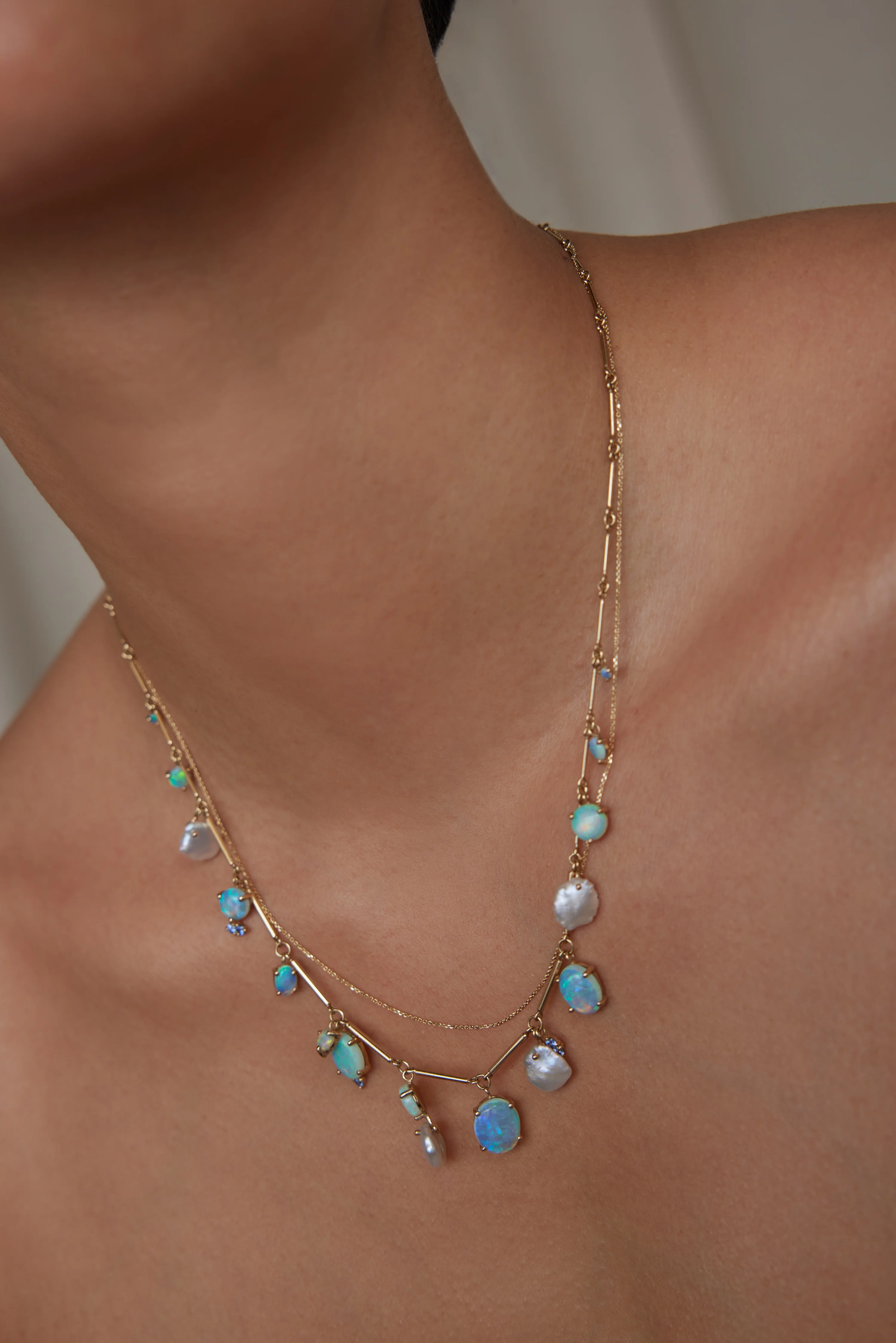One of a Kind Opal and Pearl Token Necklace No. 3 - Image 4