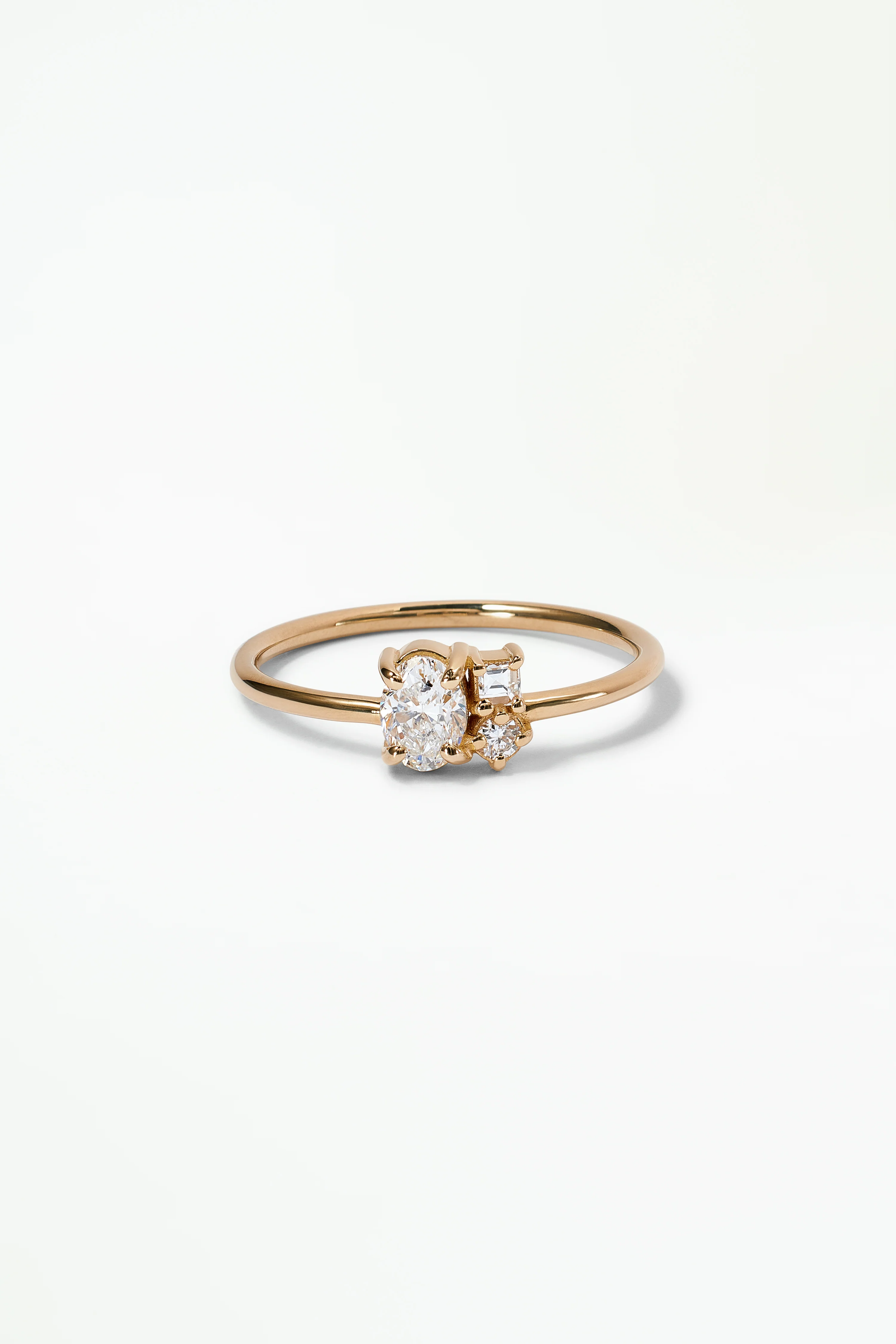 One of a Kind Oval Brilliant Cut and Carré Cut Diamond Mosaic Ring No. 34