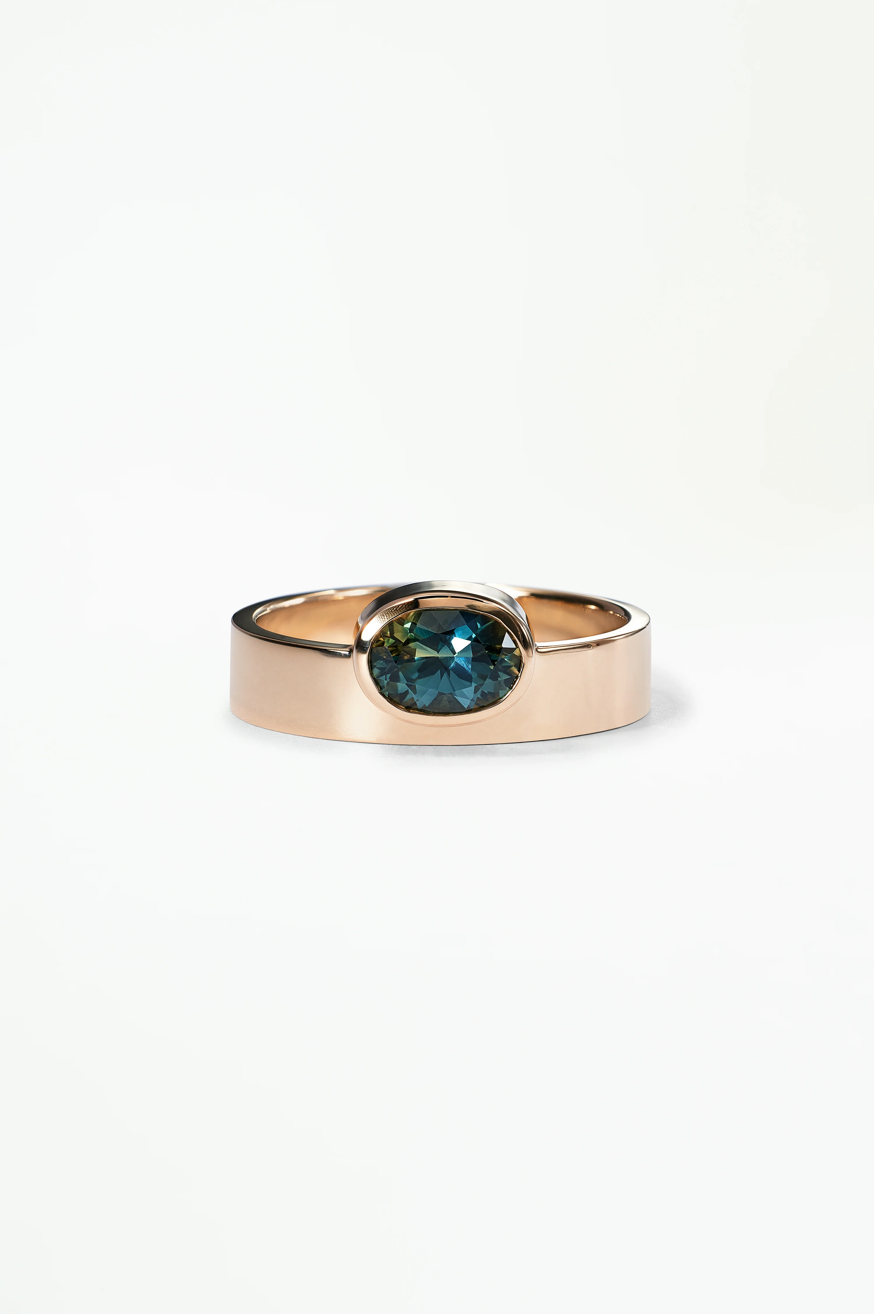 One of a Kind Oval Brilliant Cut Sapphire Monolith Ring No. 4