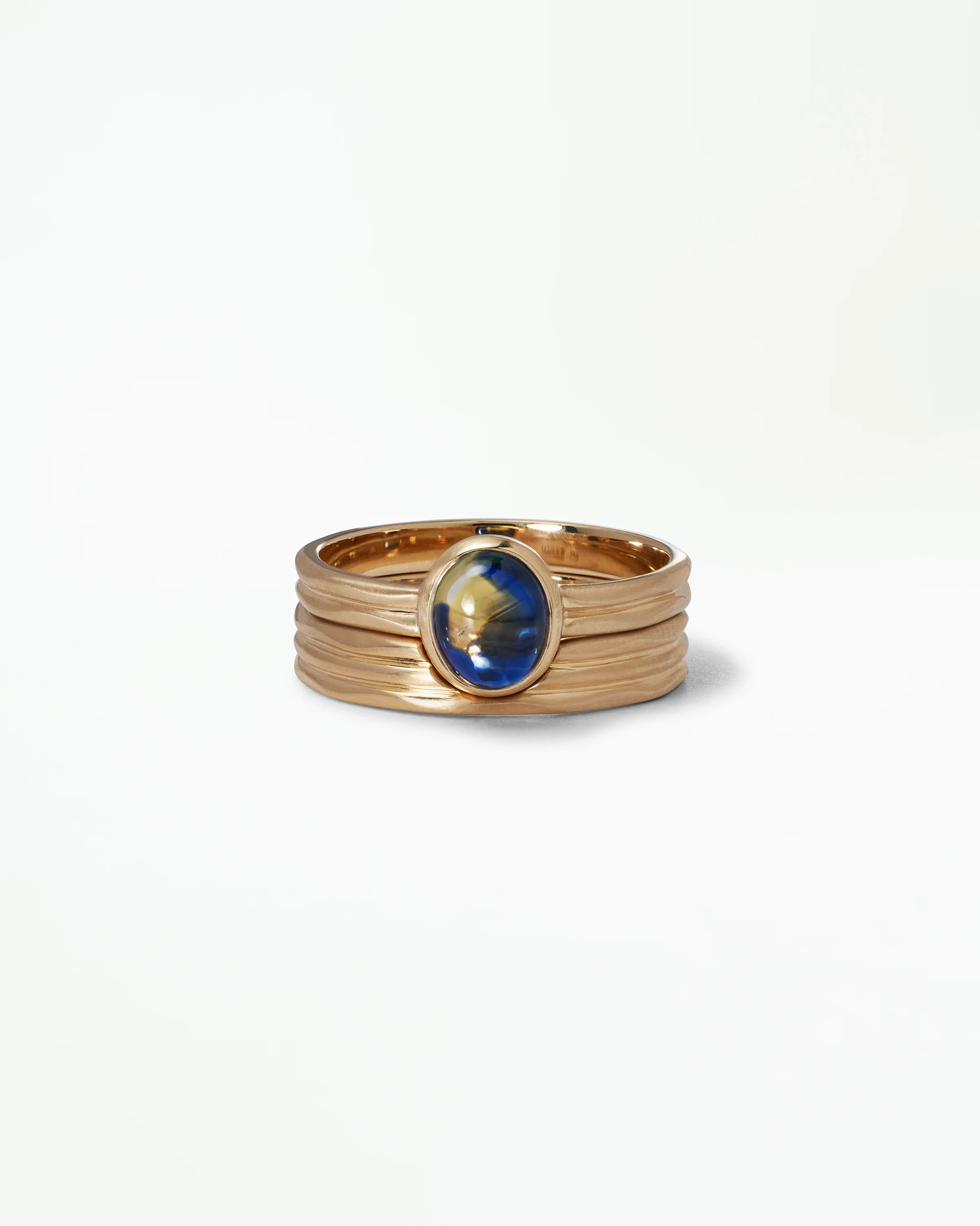 One of a Kind Oval Cabochon Sapphire Ridge Set Ring No. 9