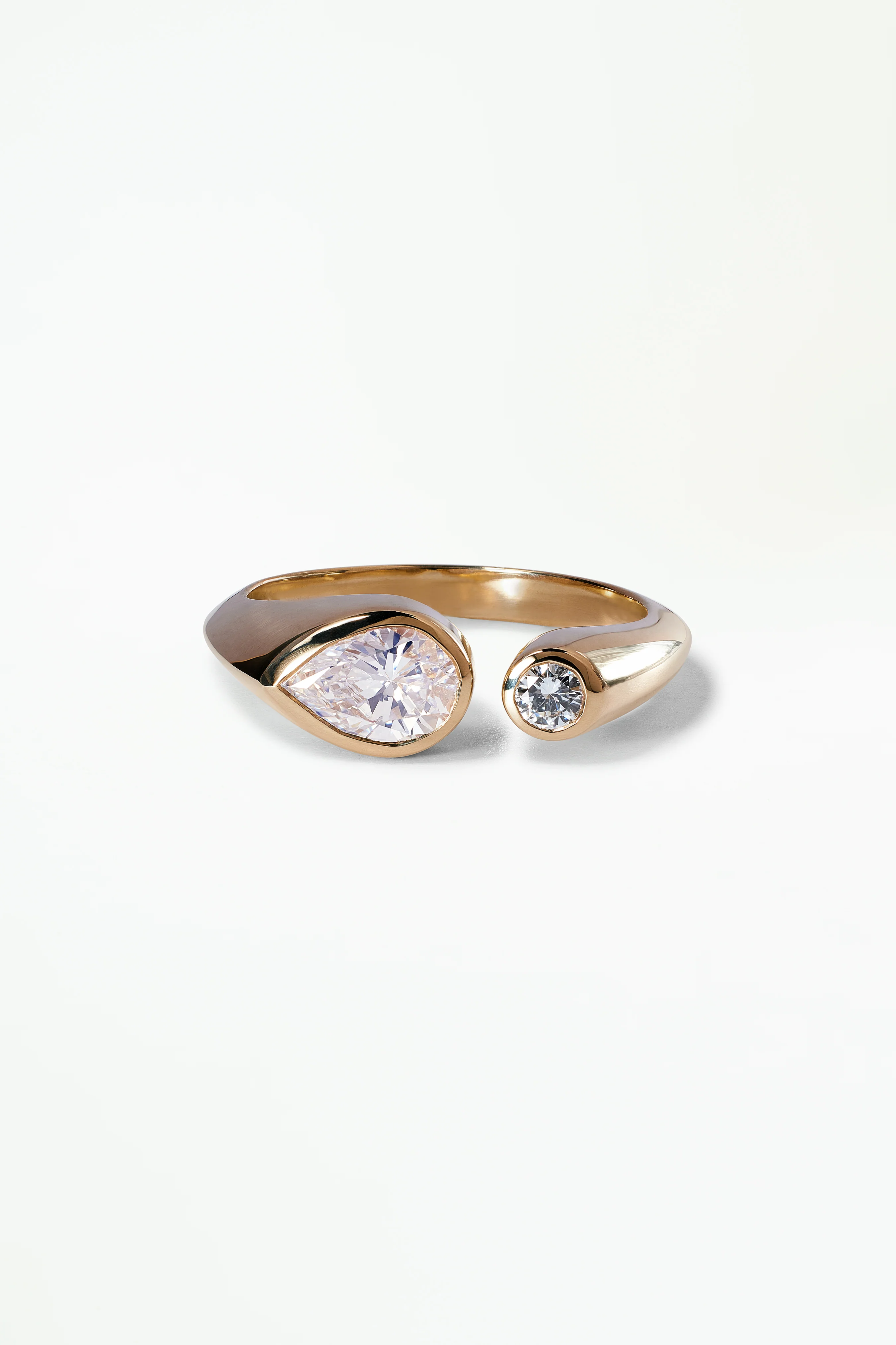One of a Kind Pear Brilliant Cut Diamond Dyad Signet Ring No. 13