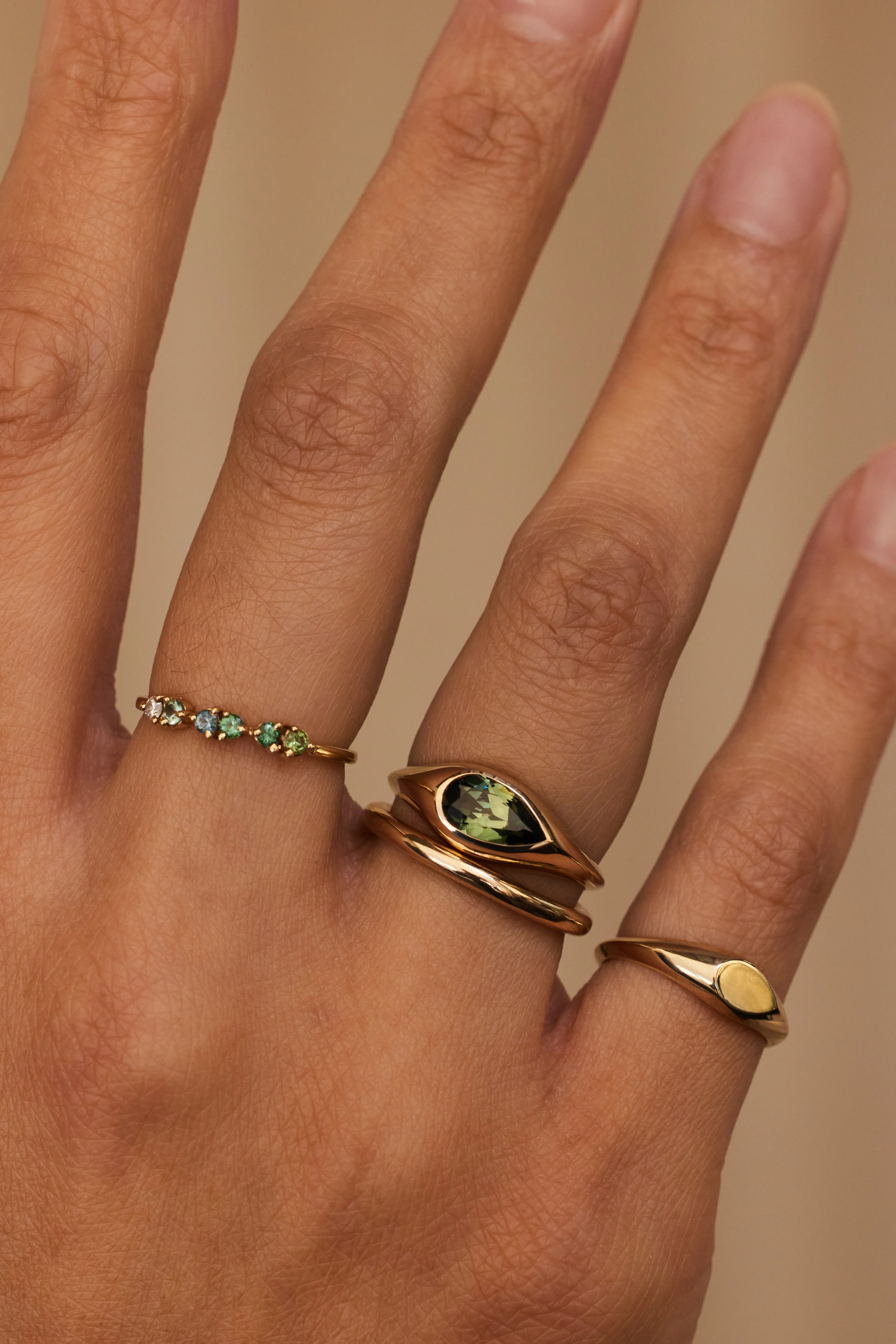 One of a Kind Pear Brilliant Cut Sapphire Signet Ring No. 33