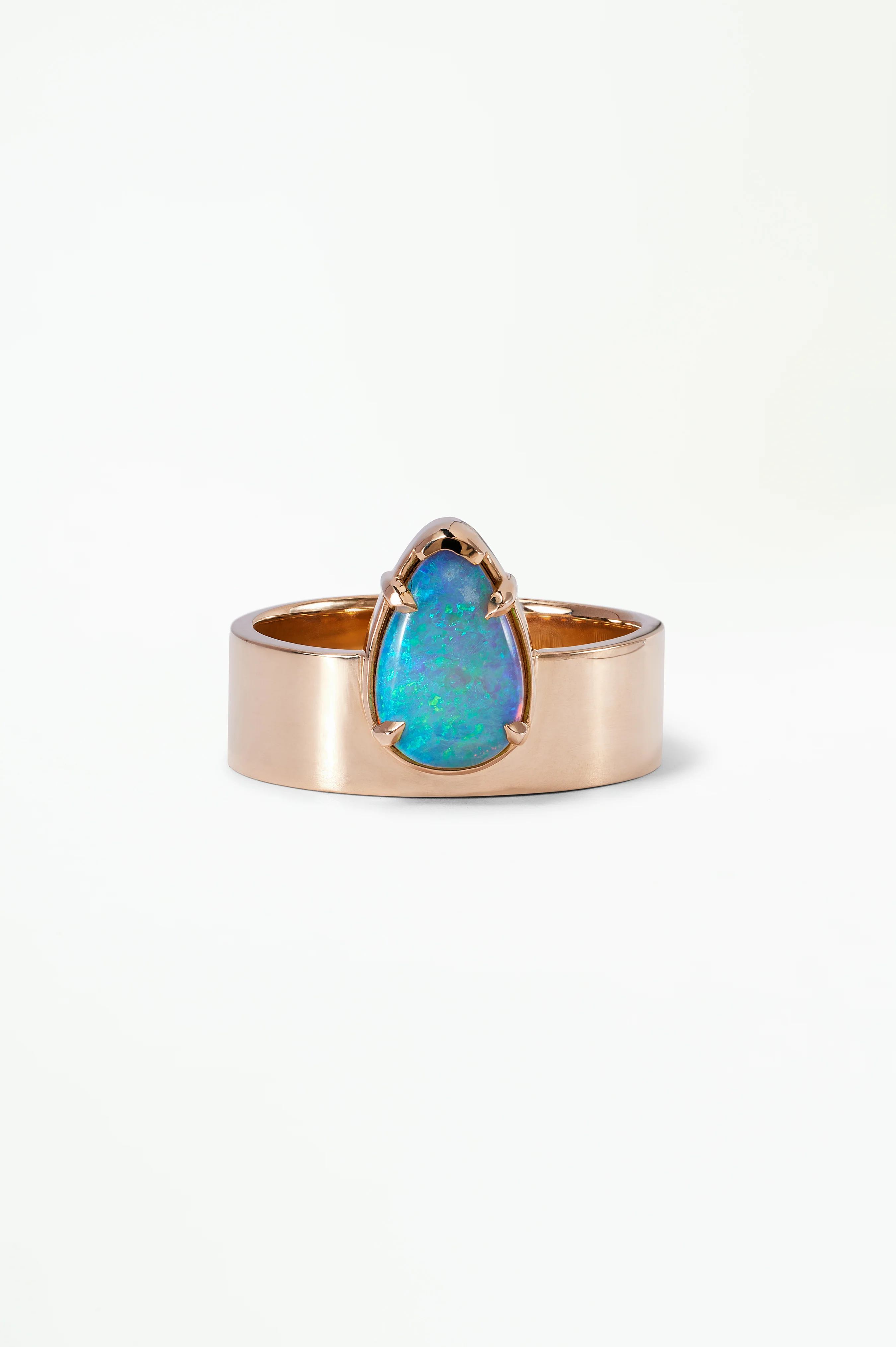 One of a Kind Pear Cabochon Cut Opal Monolith Ring No. 21