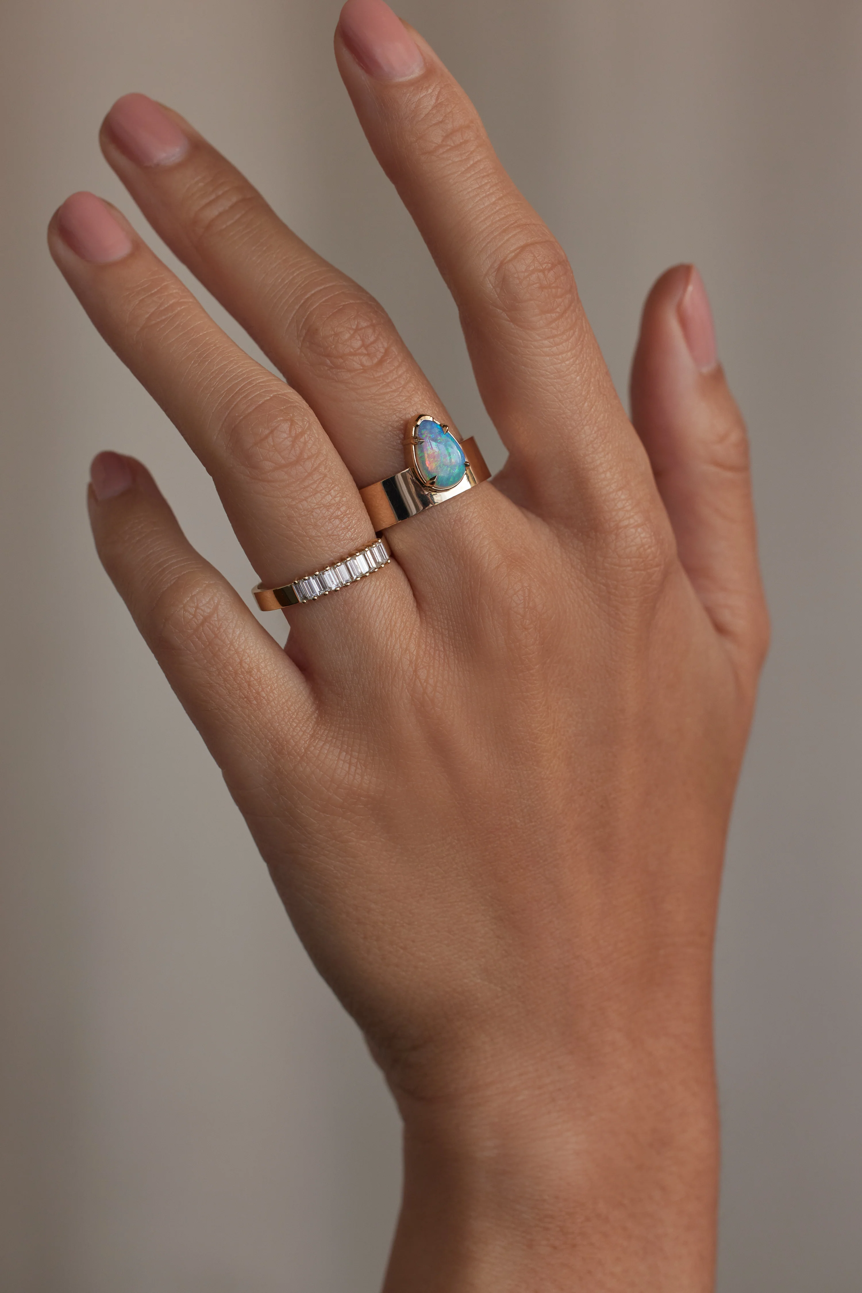 One of a Kind Pear Cabochon Cut Opal Monolith Ring No. 21 - Image 2