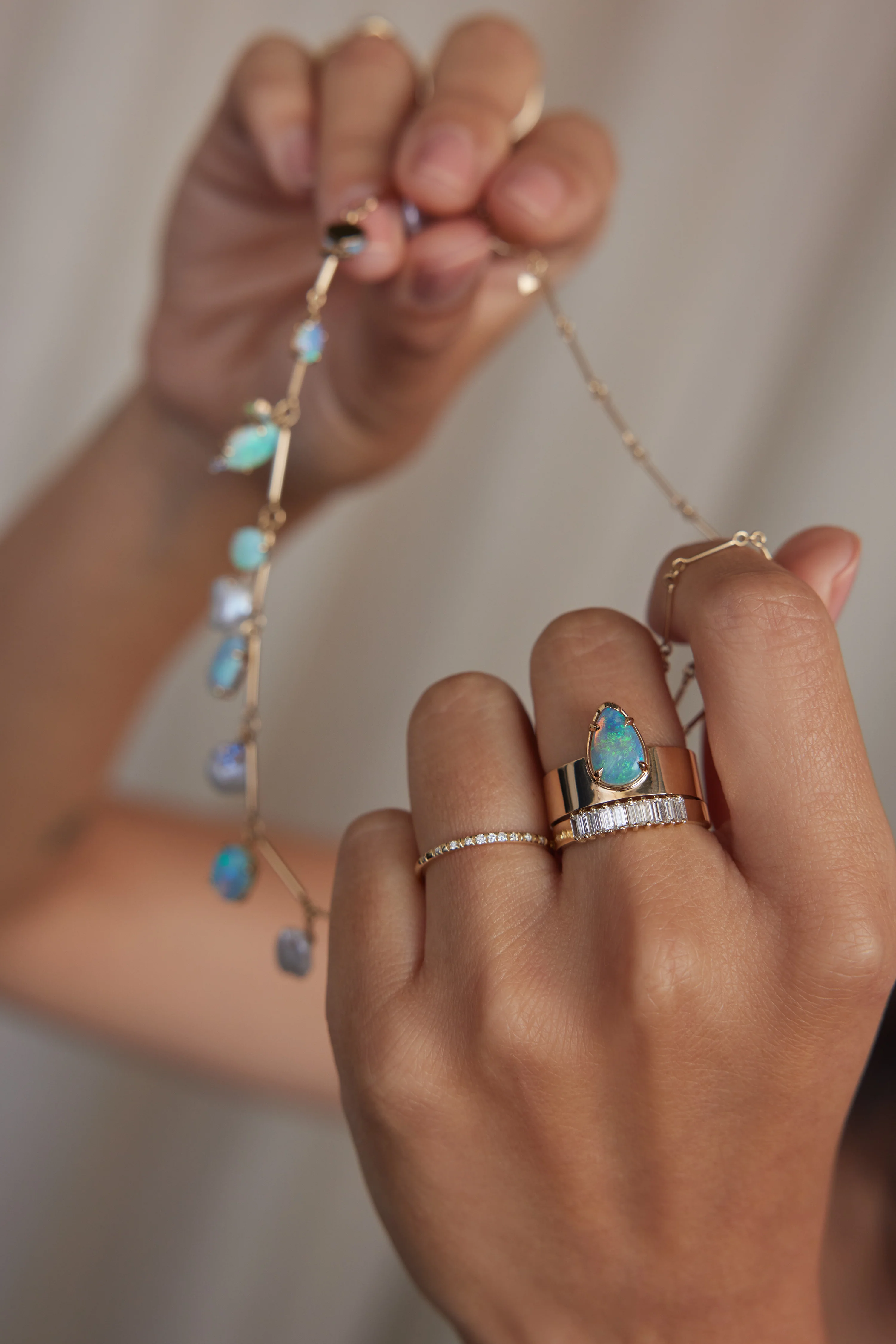One of a Kind Pear Cabochon Cut Opal Monolith Ring No. 21 - Image 4