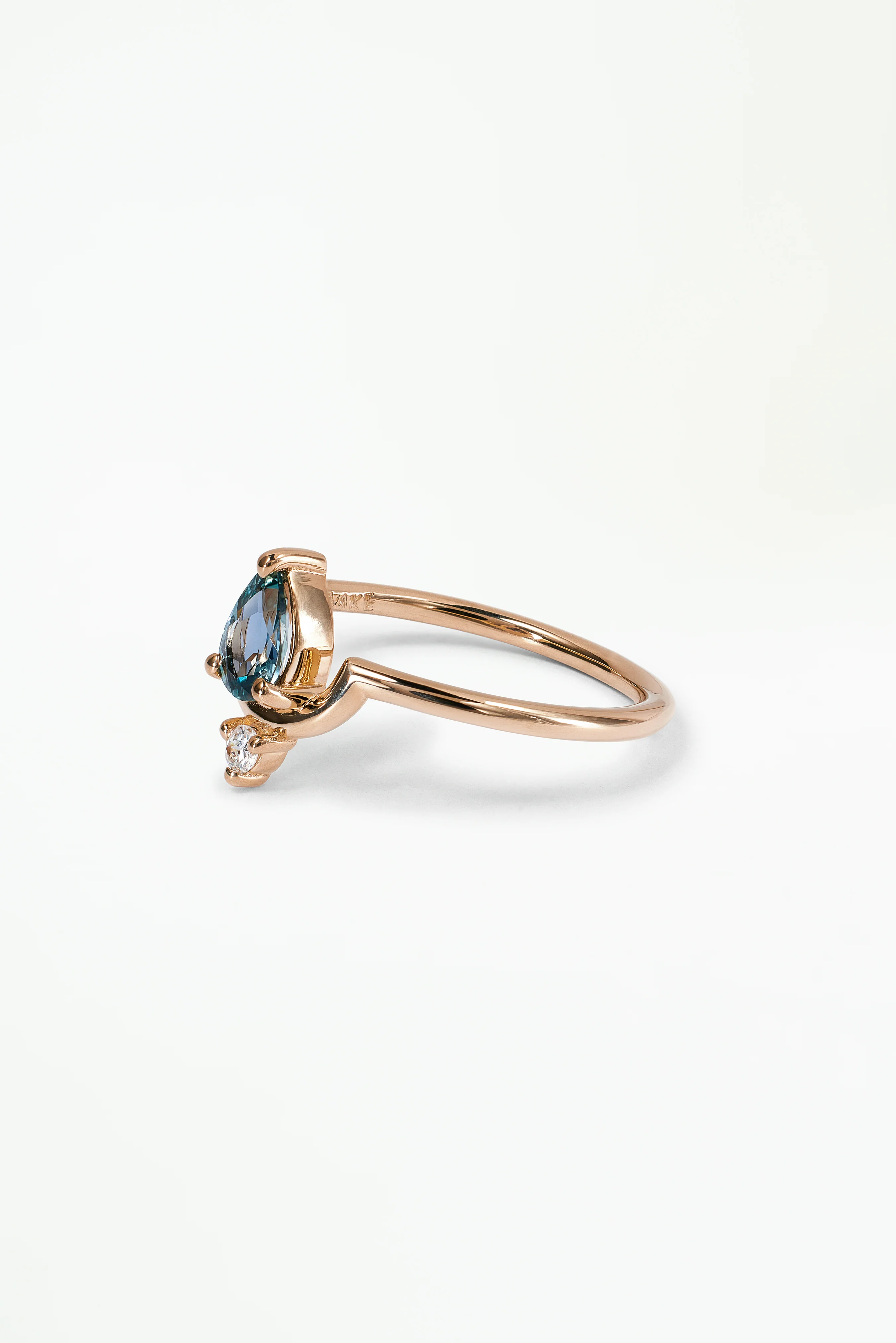 One of a Kind Pear Cut Sapphire and Diamond Nestled Ring No. 15 - Image 3