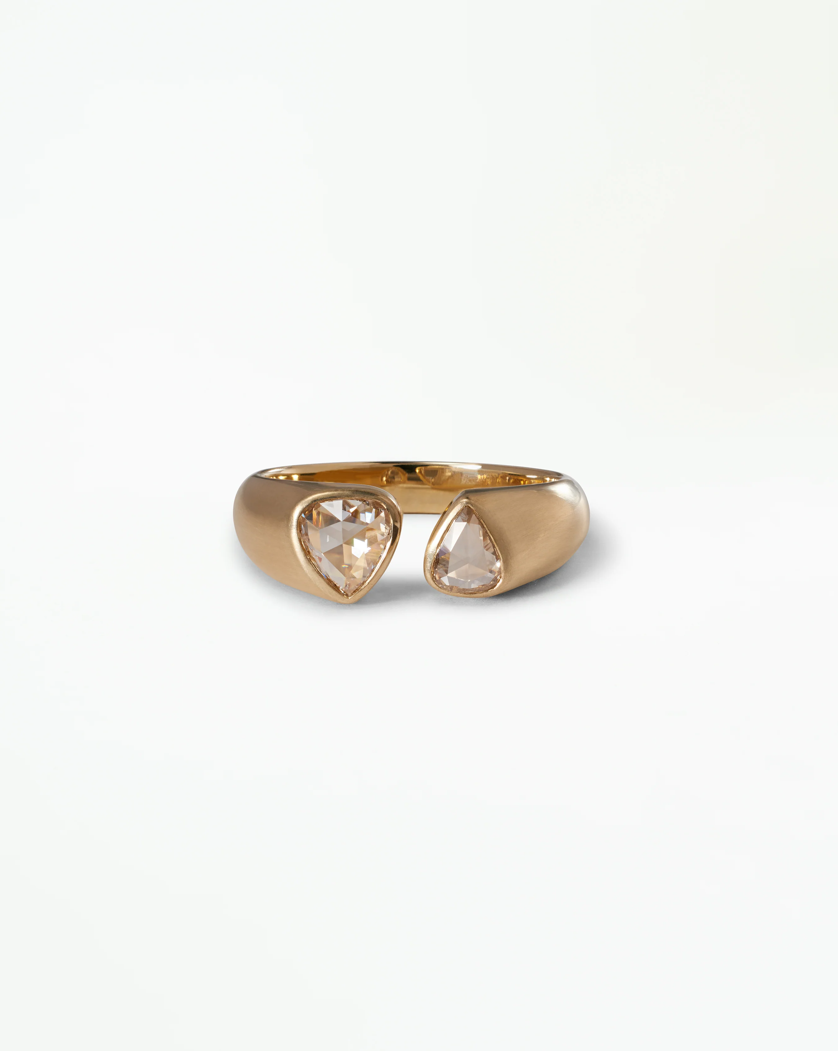 One of a Kind Pear Rose Cut Diamond Dyad Ring