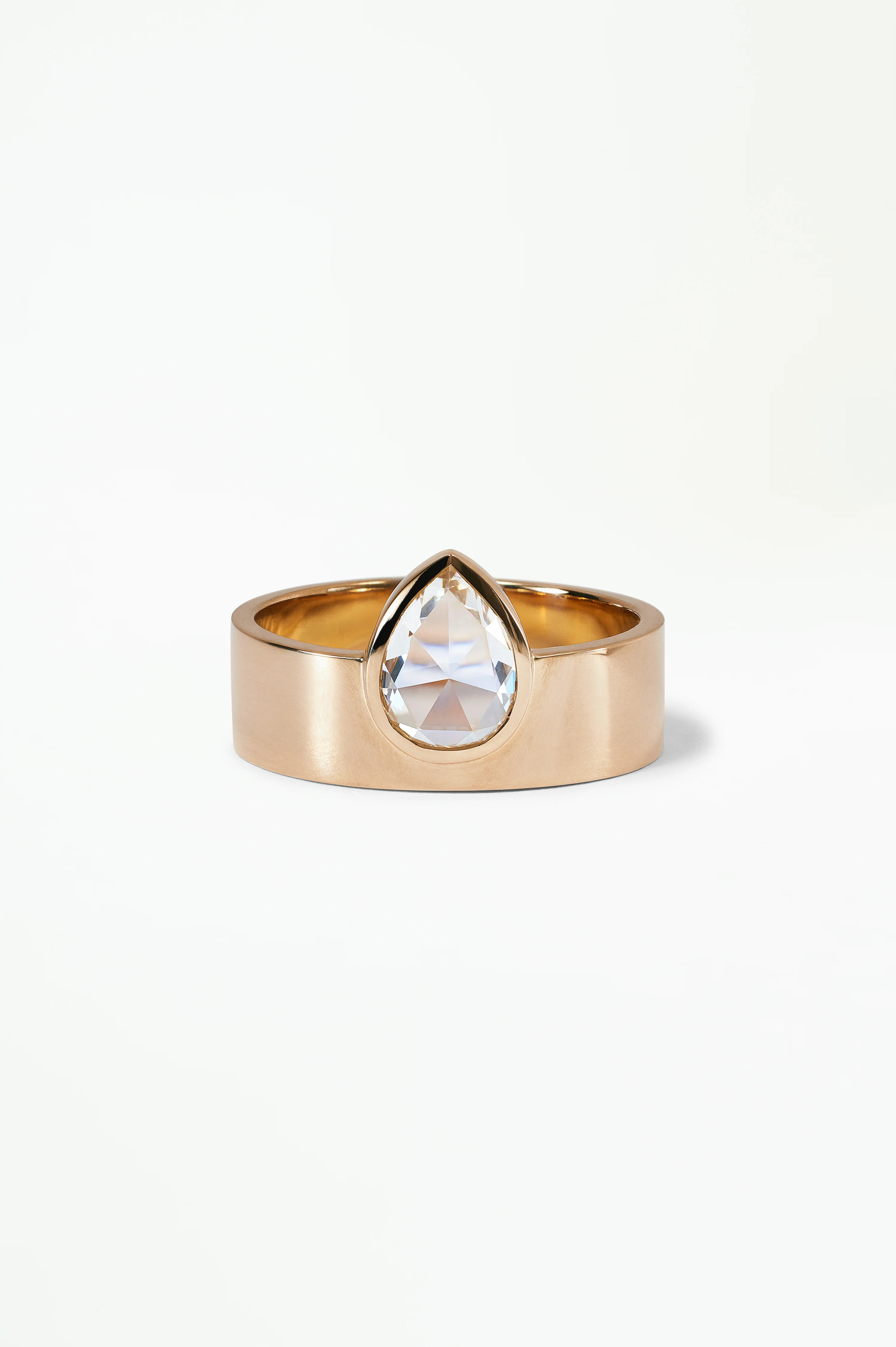 One of a Kind Pear Rose Cut Diamond Monolith Ring No. 35