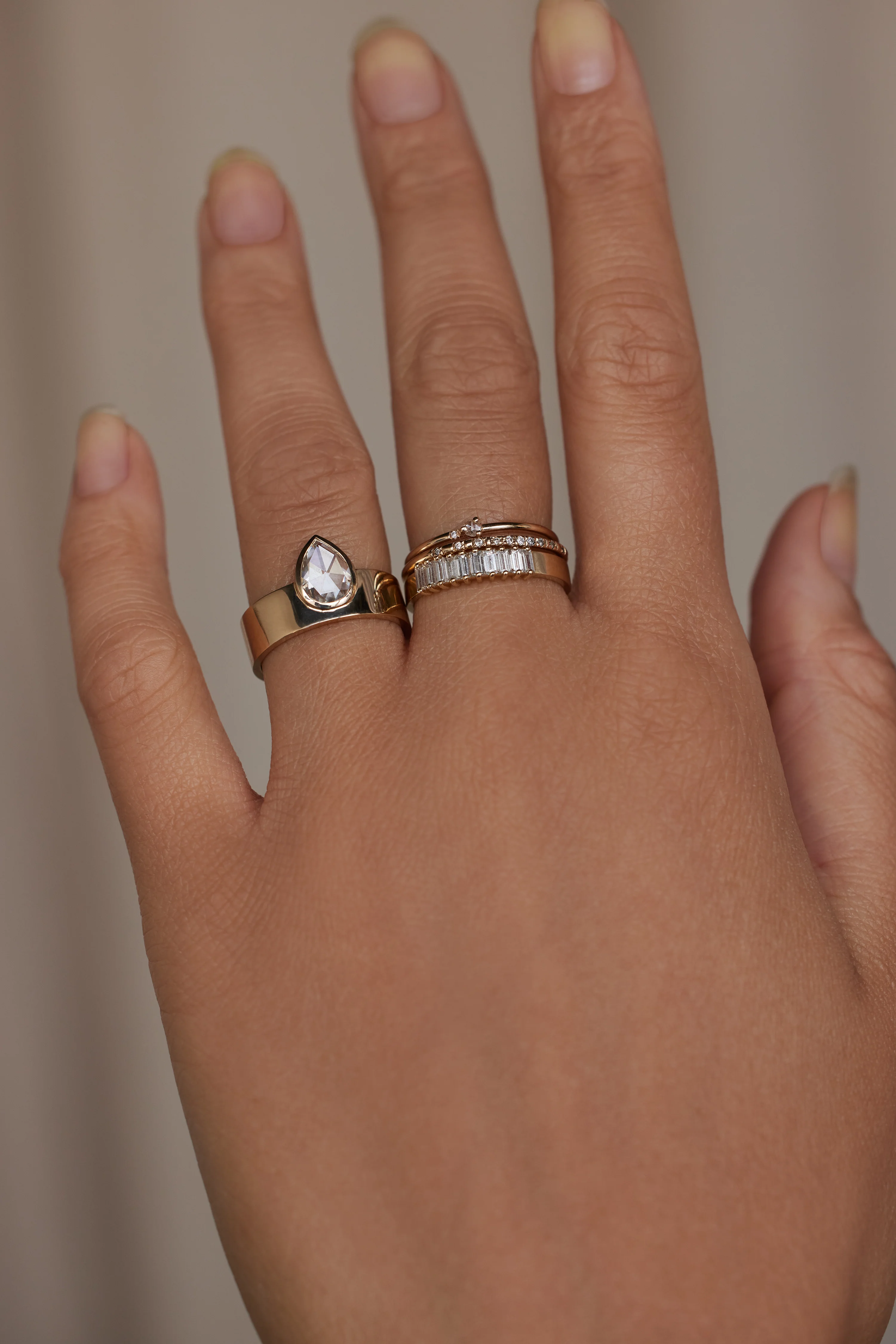 One of a Kind Pear Rose Cut Diamond Monolith Ring No. 35 - Image 2